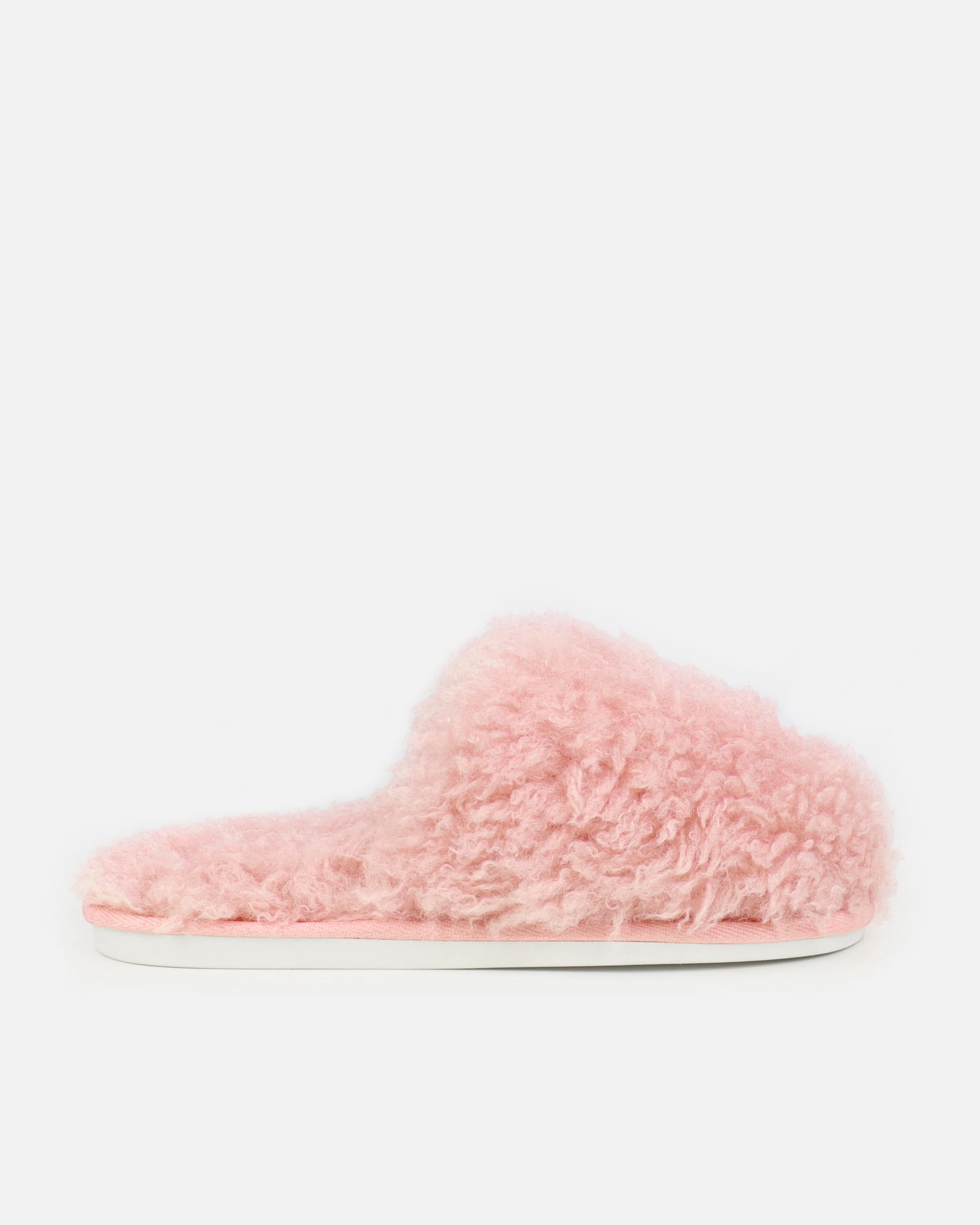 Floof Light Pink Curly Faux Fur Slippers - Image 2