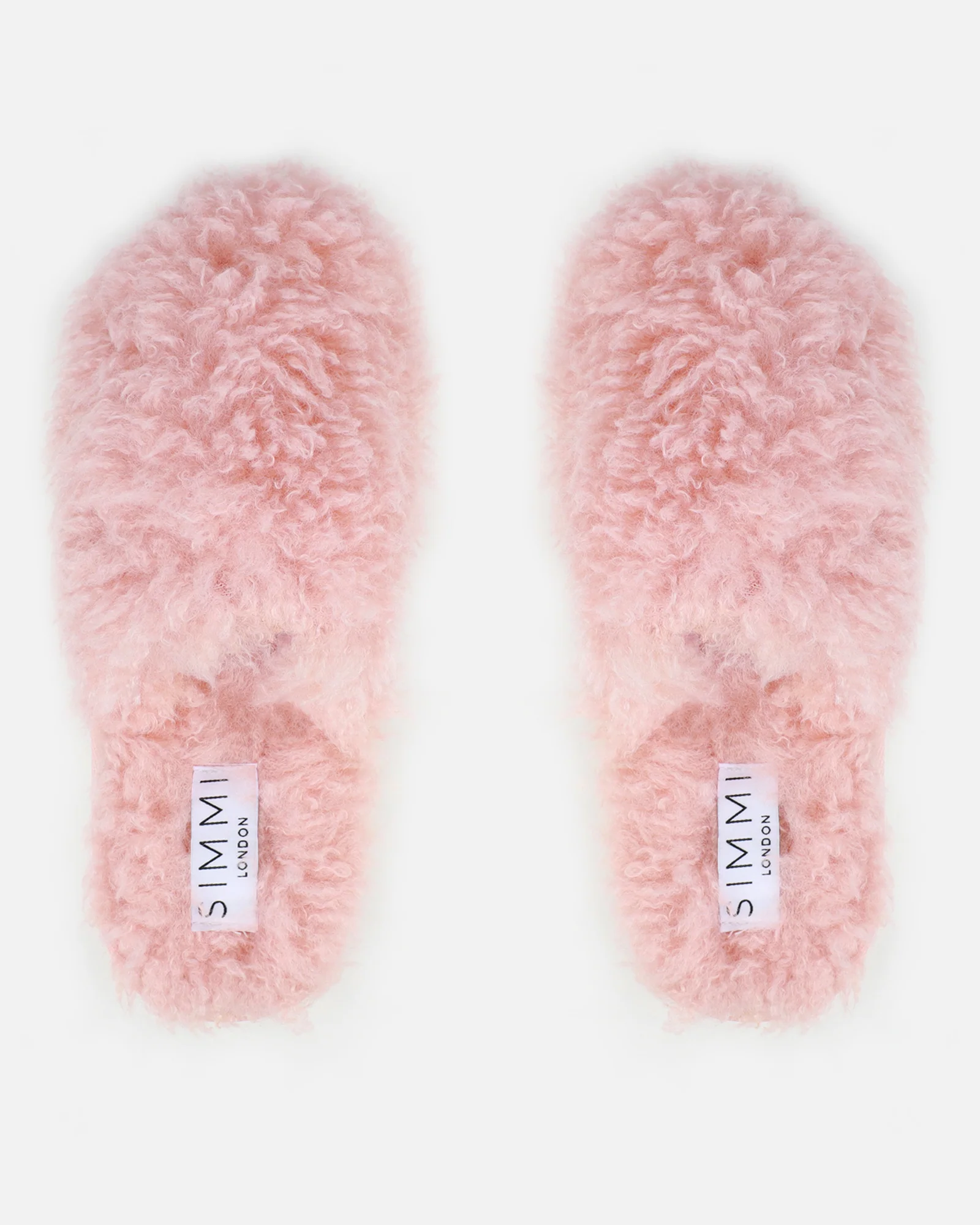 Floof Light Pink Curly Faux Fur Slippers - Image 3