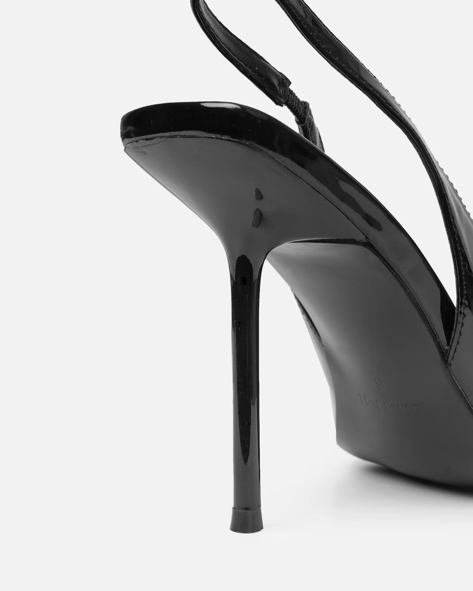 Flora Black Patent Sling Back Court Shoes - Image 3