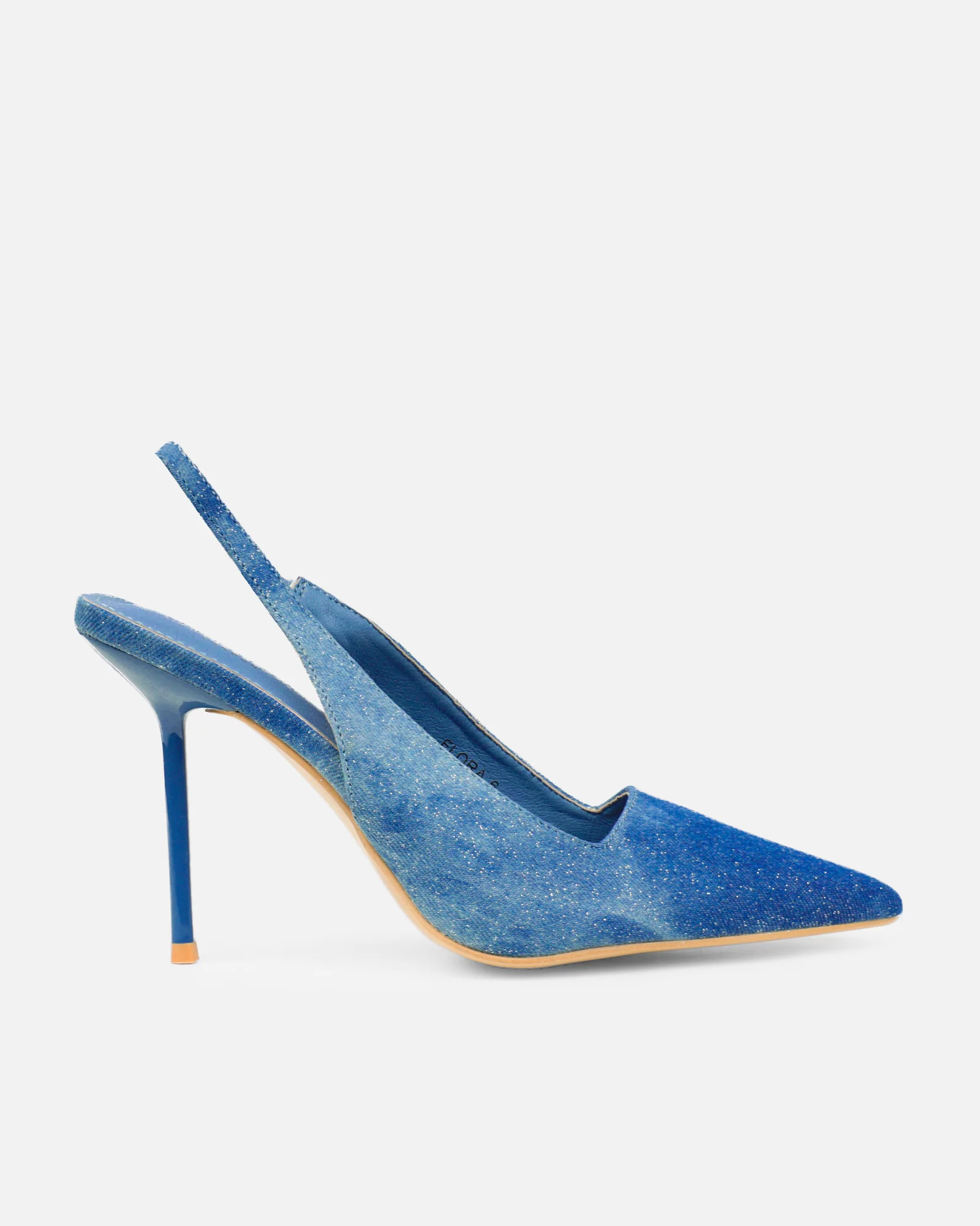 Flora Blue Denim Sling Back Court Shoes - Image 2