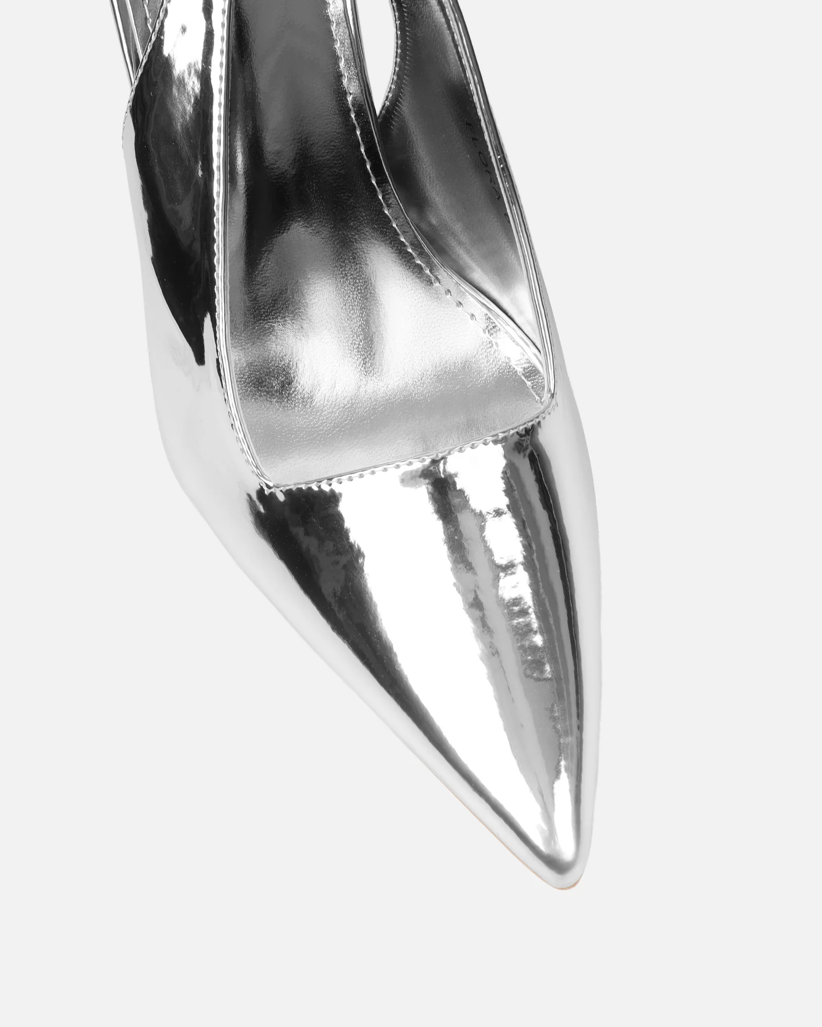 Flora Silver Mirror Sling Back Court Shoes - Image 4