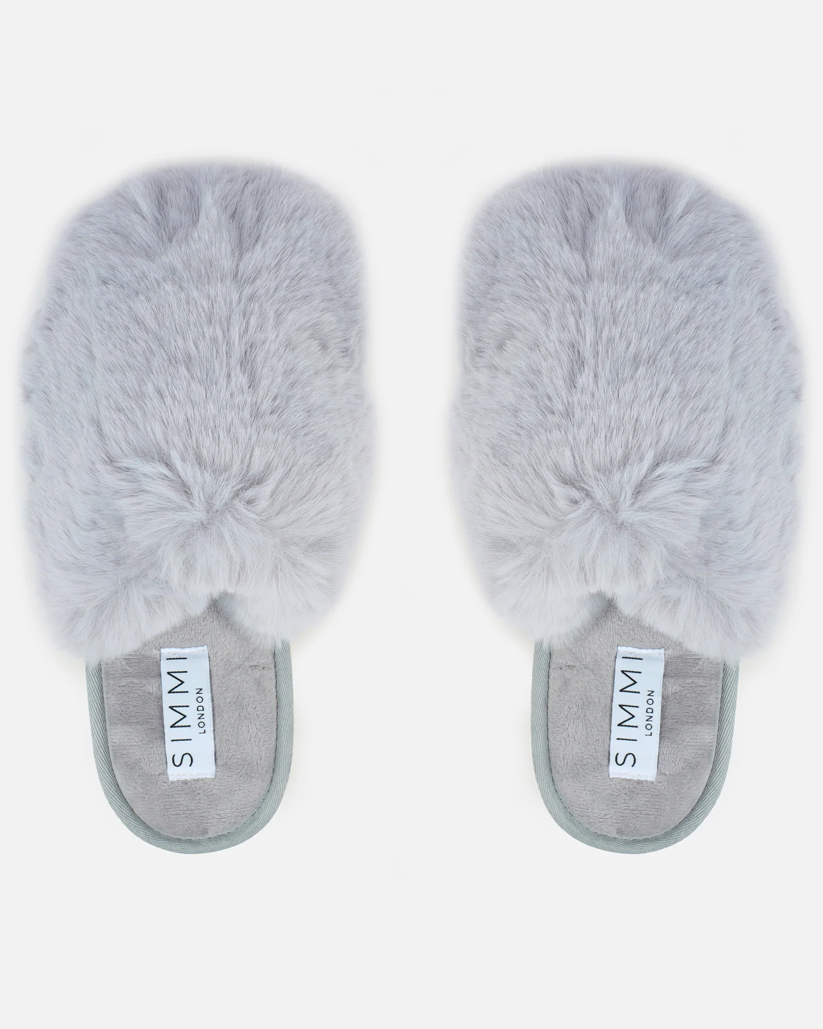 Fluff Grey Faux Fur Round Slippers - Image 3