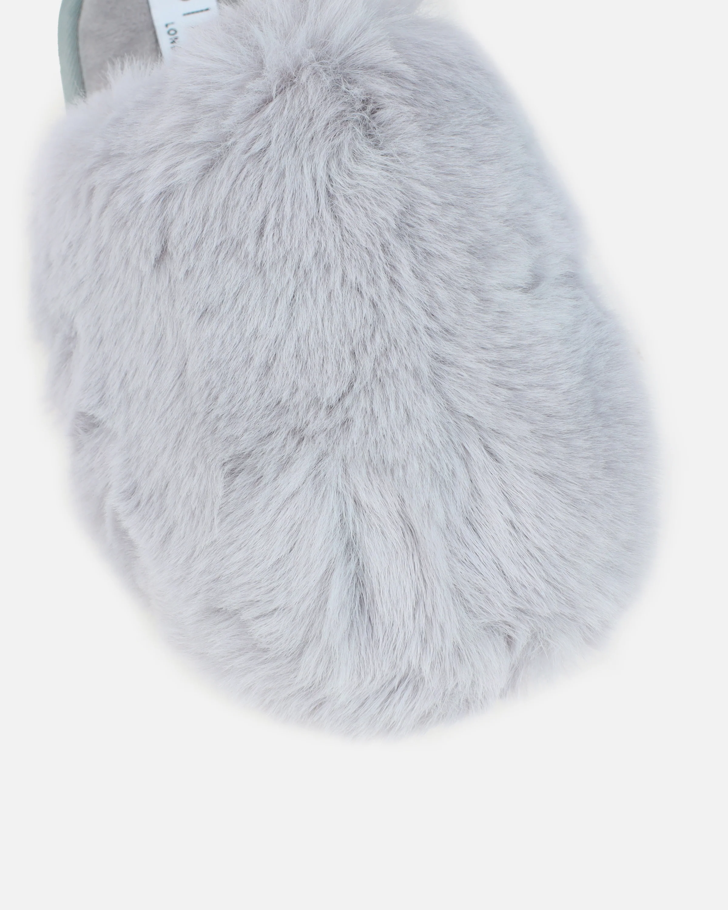 Fluff Grey Faux Fur Round Slippers - Image 4