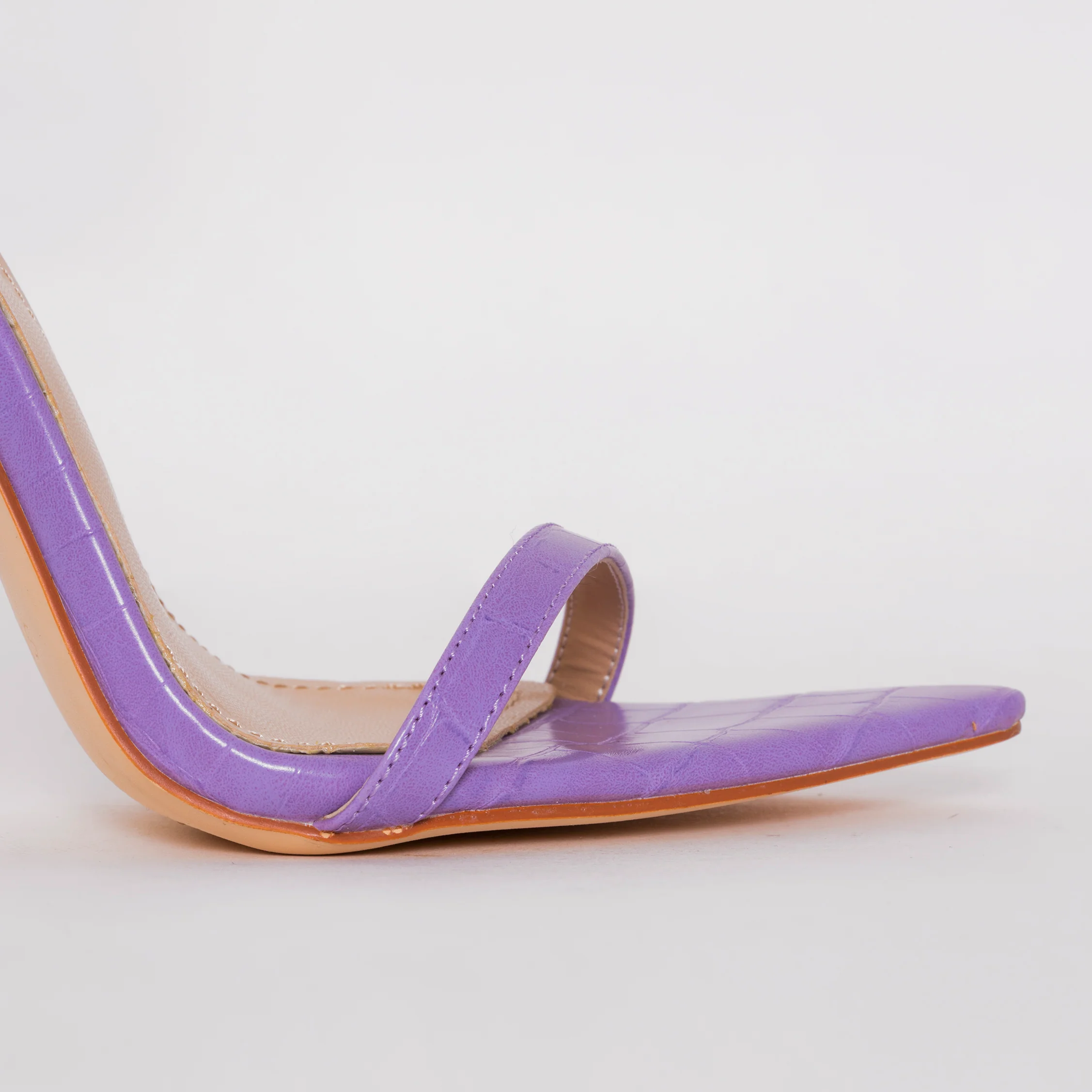 Fran Purple Croc Print Stiletto Heels - Image 2