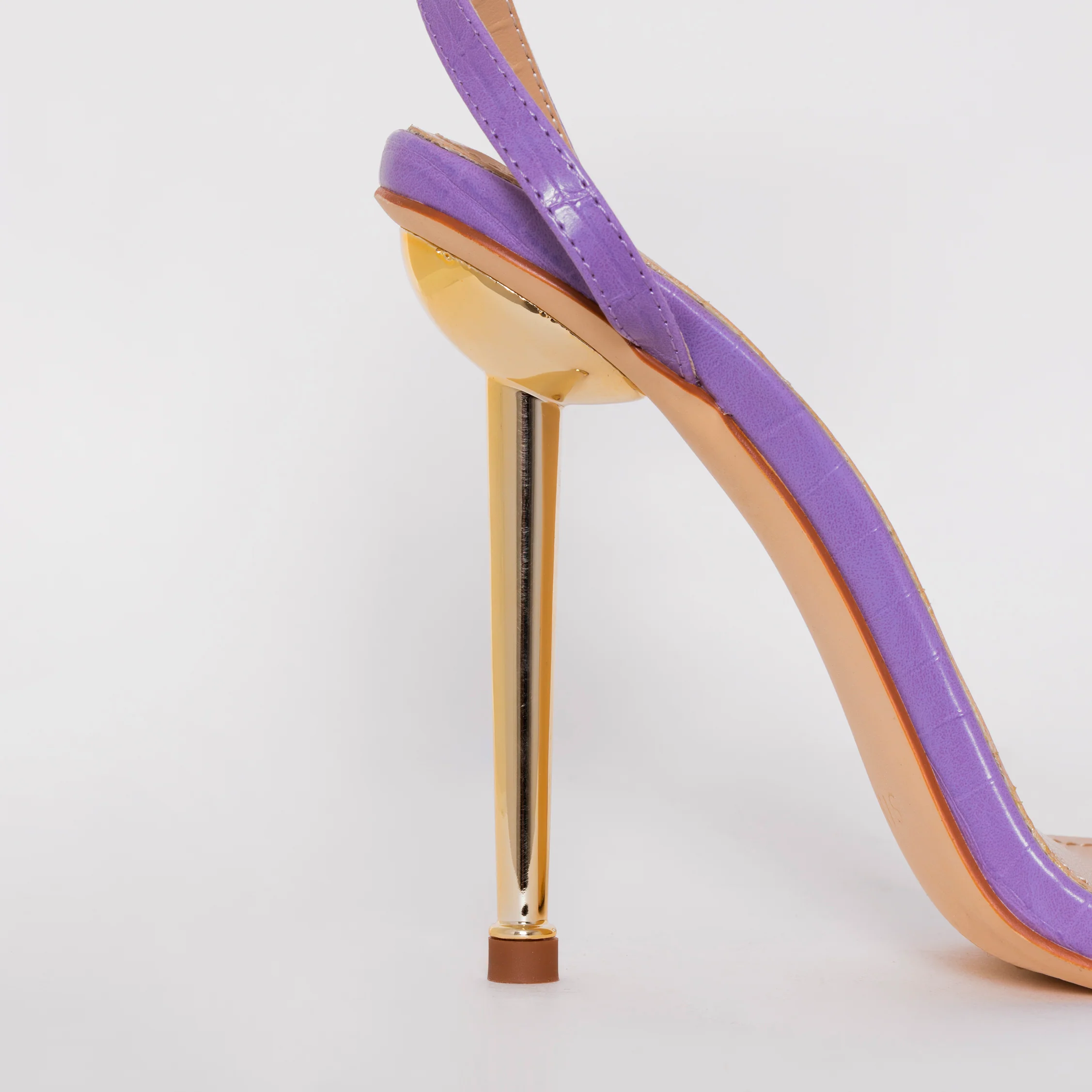 Fran Purple Croc Print Stiletto Heels - Image 3