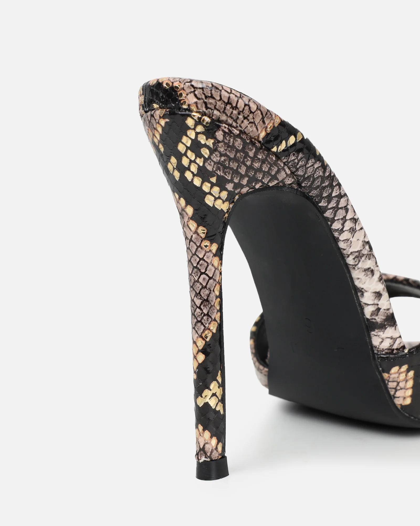 Franca Beige Snake Print Stiletto Mules - Image 3