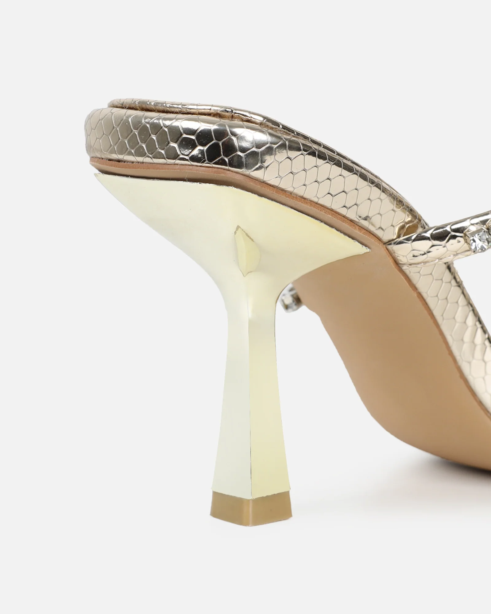 Freesia Gold Faux Snake Print Spiral Mid Heels - Image 3