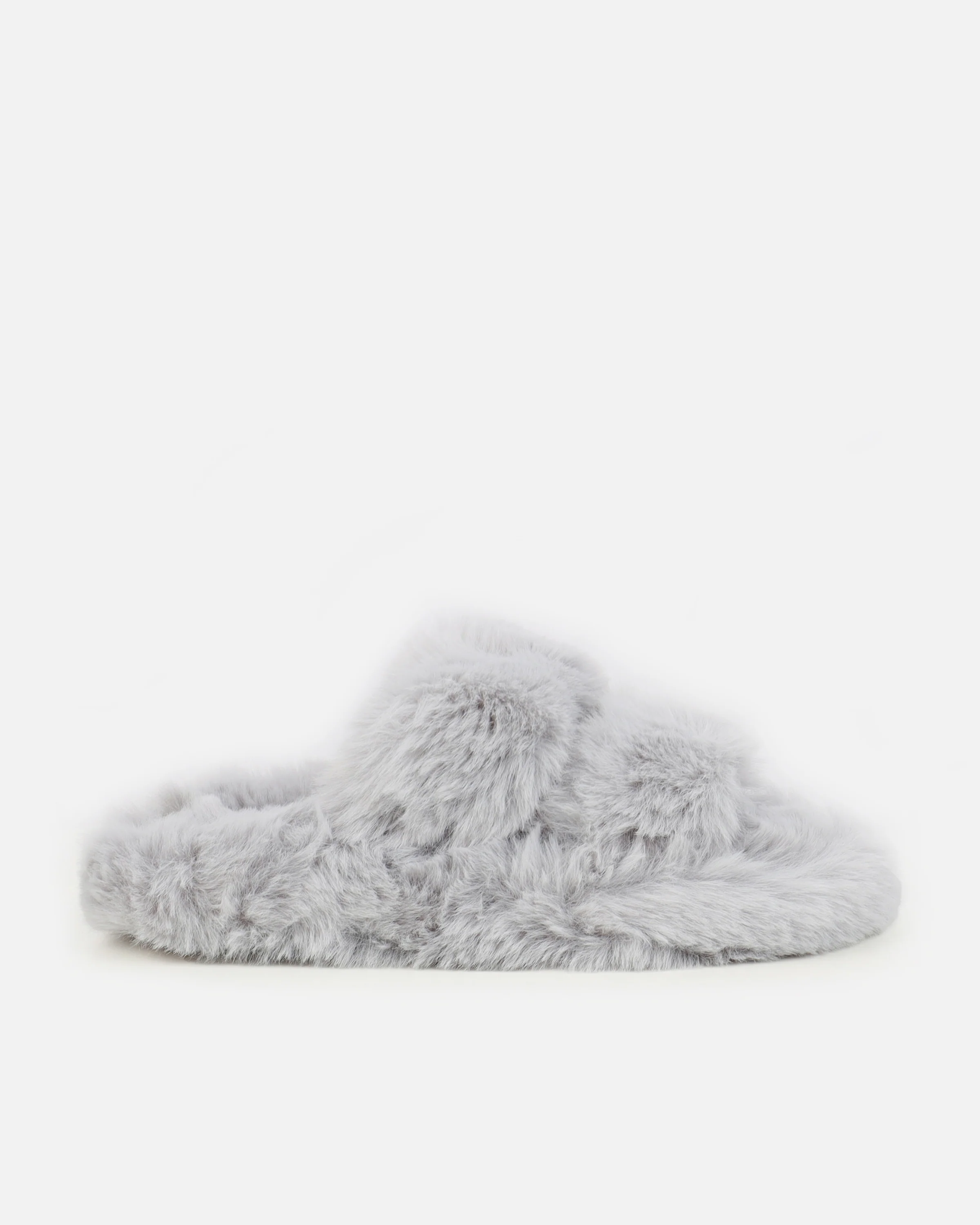 Fuzziest Grey Faux Fur Fluffy Slippers - Image 2