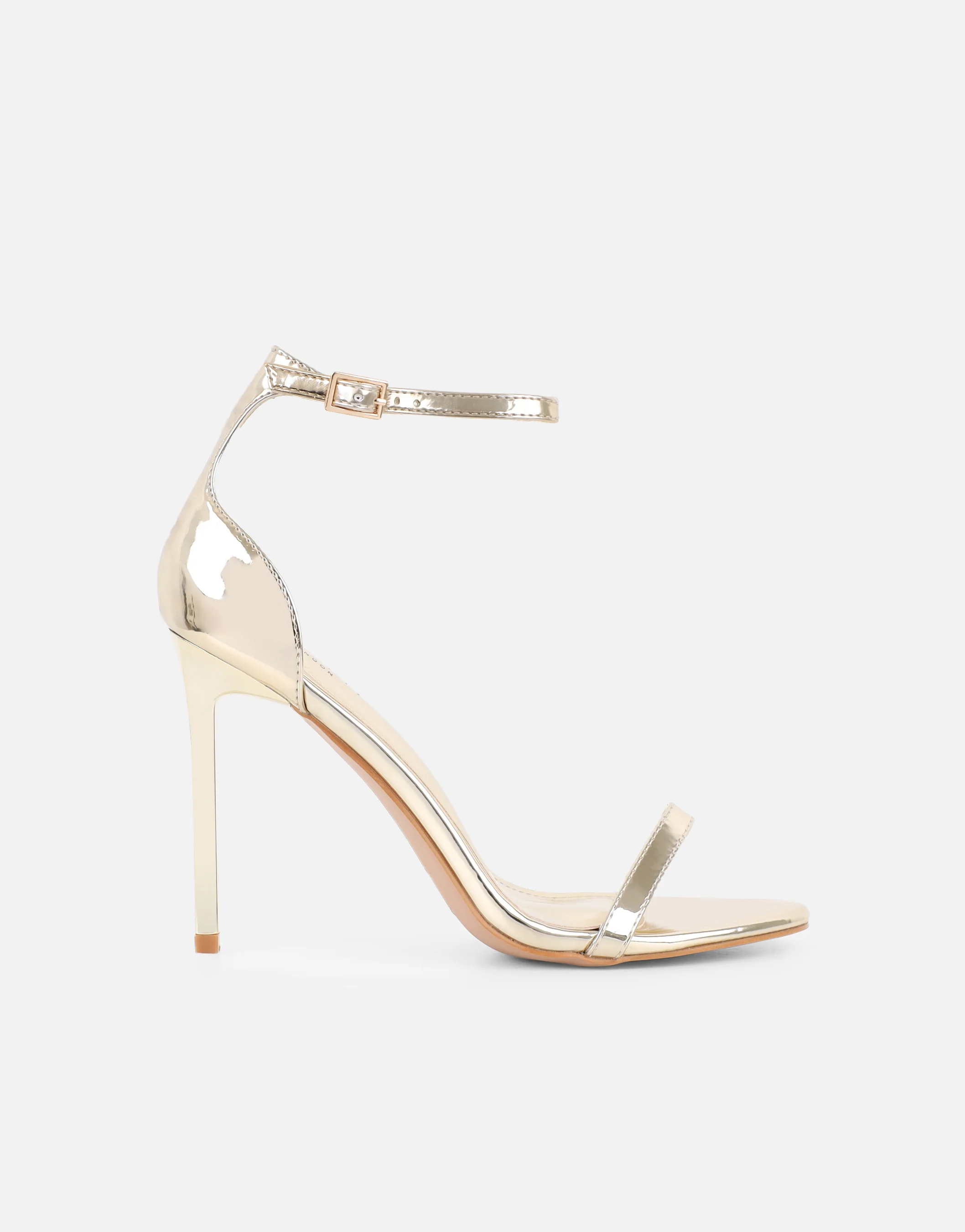 Gabby Gold Mirror Barely There Heeled Sandals - Image 2