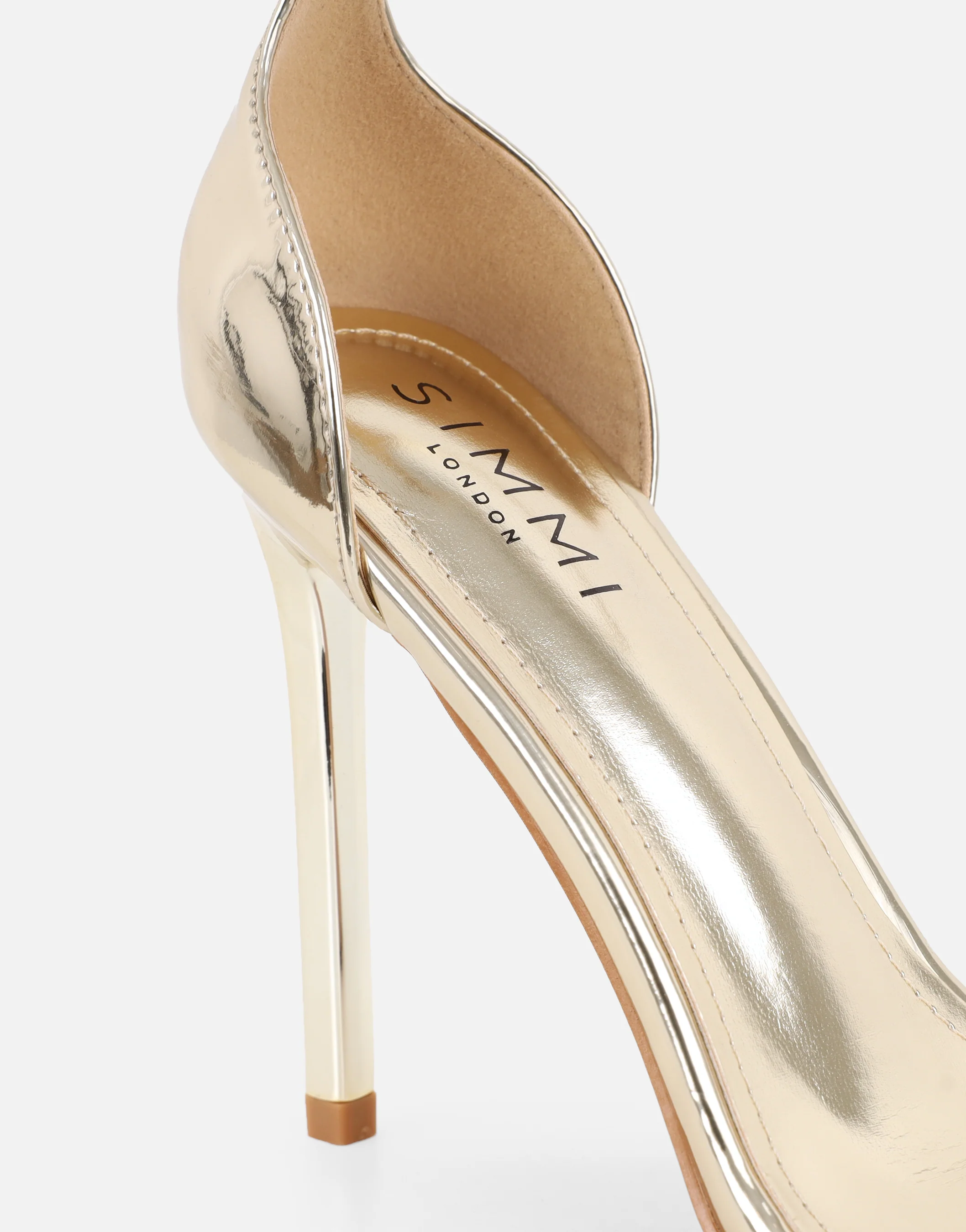 Gabby Gold Mirror Barely There Heeled Sandals - Image 3