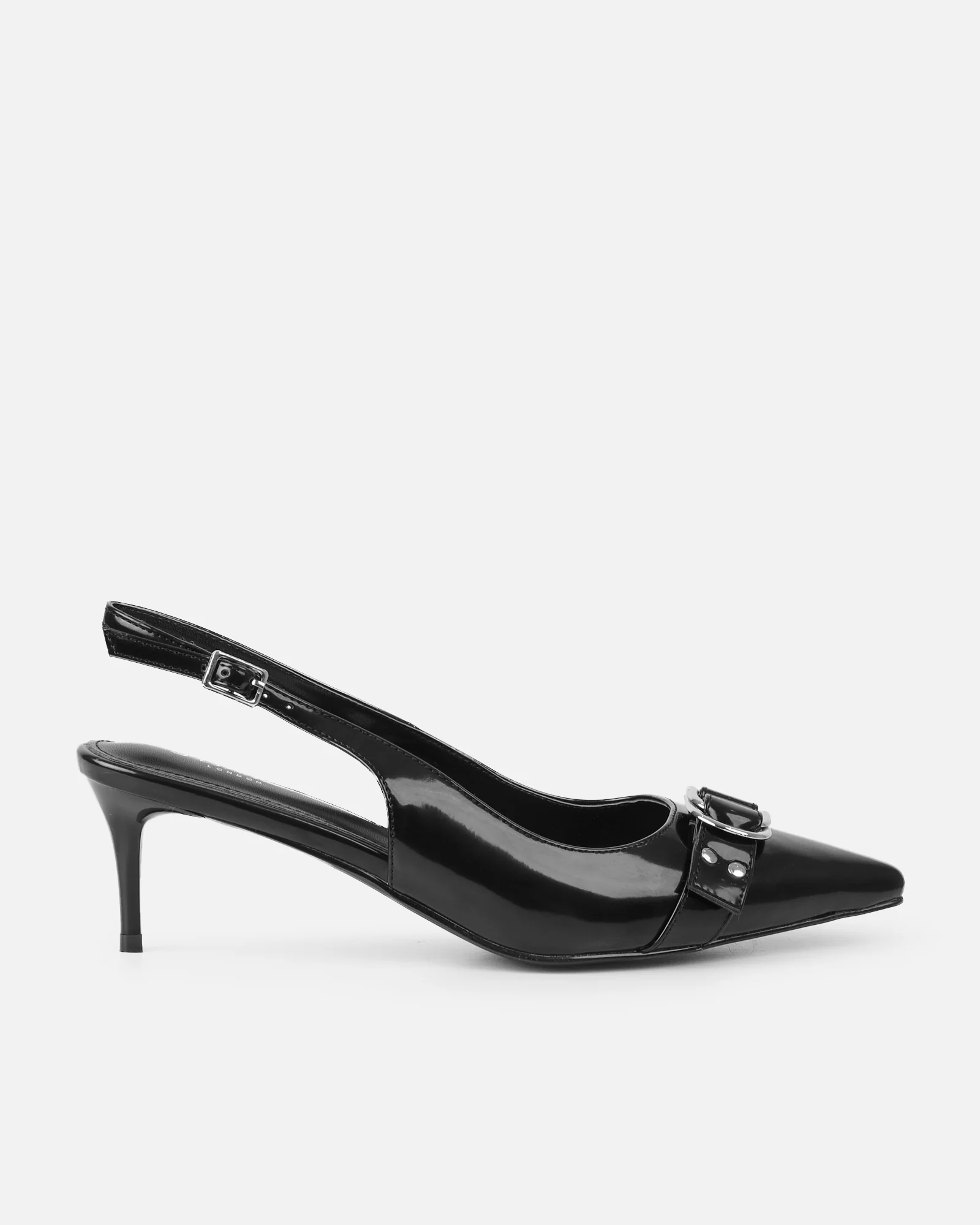 Garnet Black Low Court Shoes - Image 2
