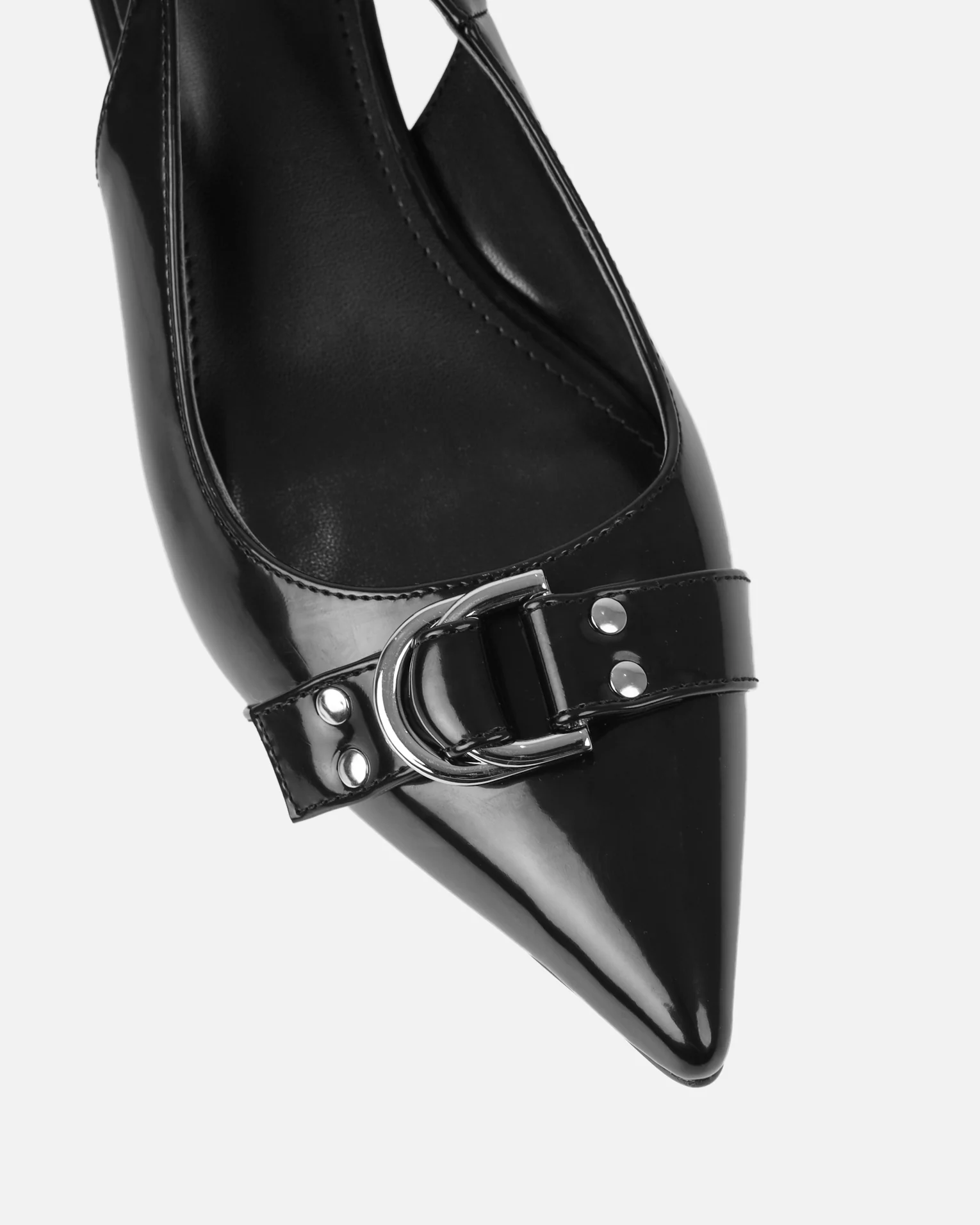 Garnet Black Low Court Shoes - Image 4