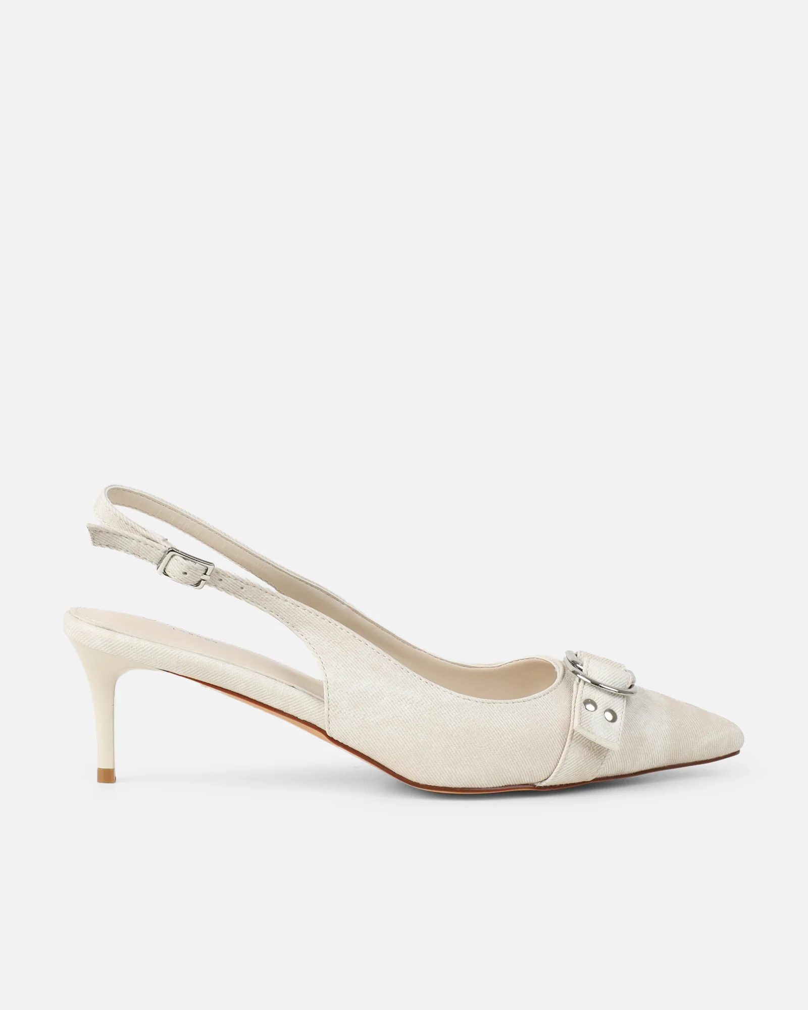 Garnet Oat Denim Low Court Shoes - Image 2