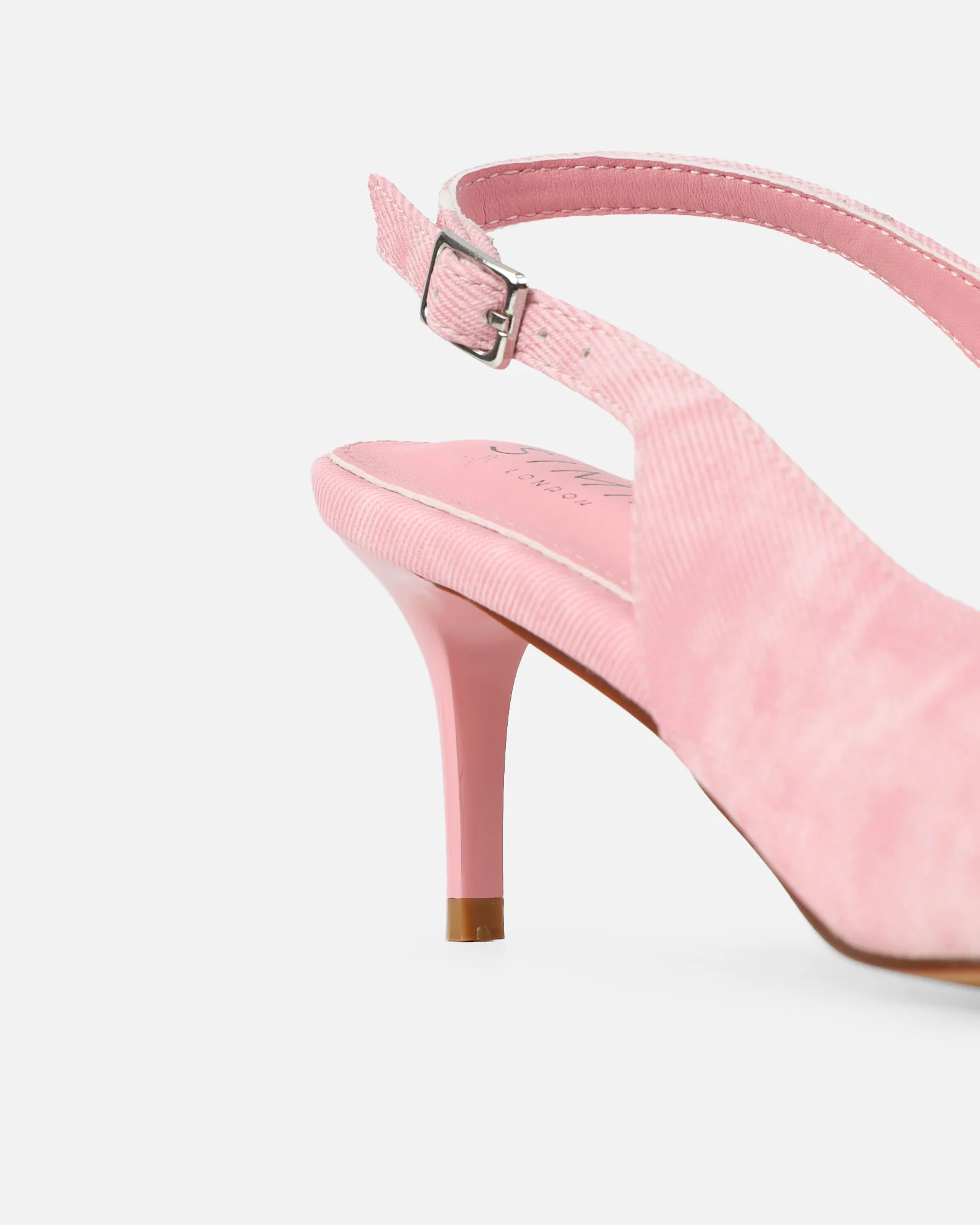 Garnet Pink Denim Low Court Shoes - Image 3