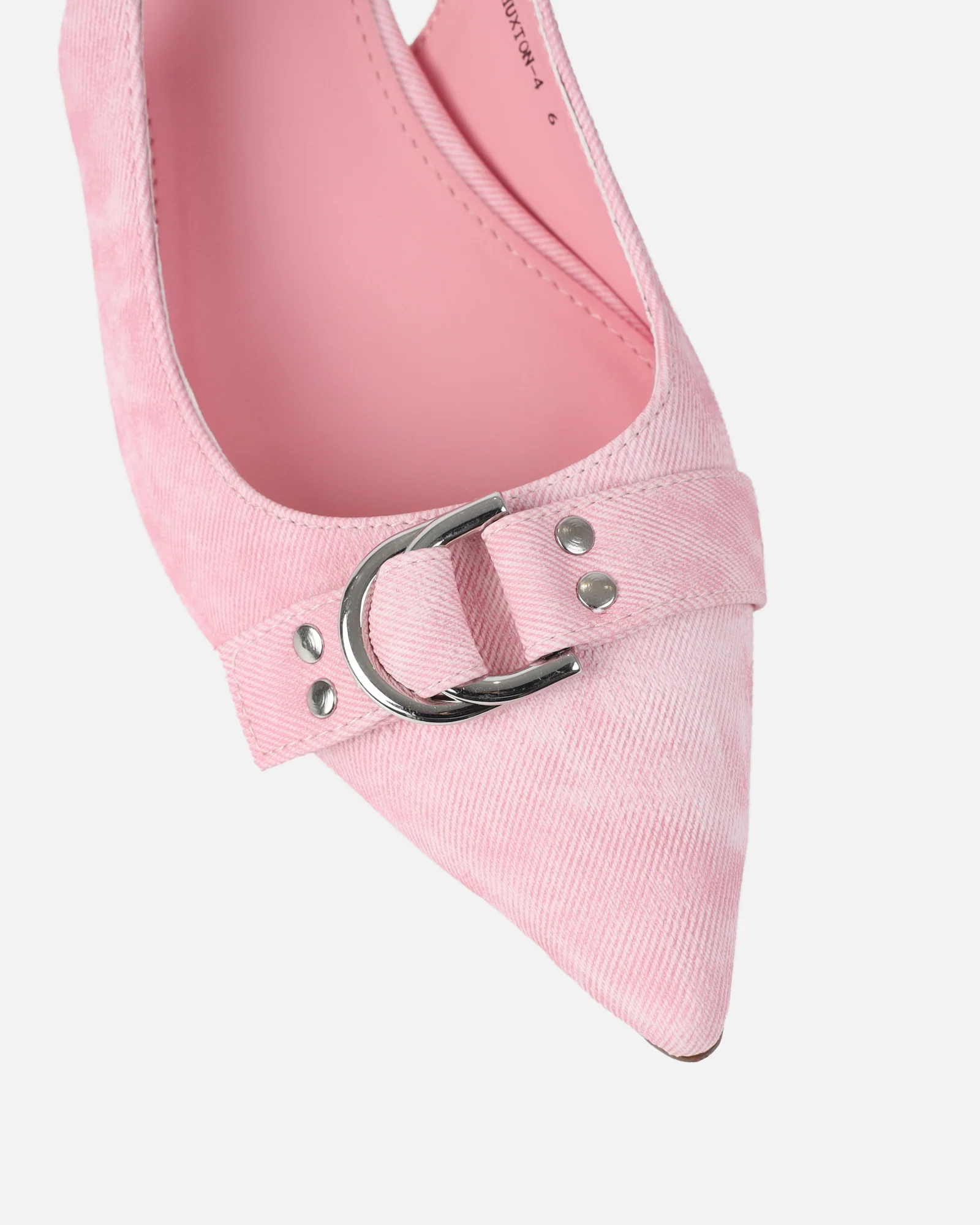 Garnet Pink Denim Low Court Shoes - Image 4