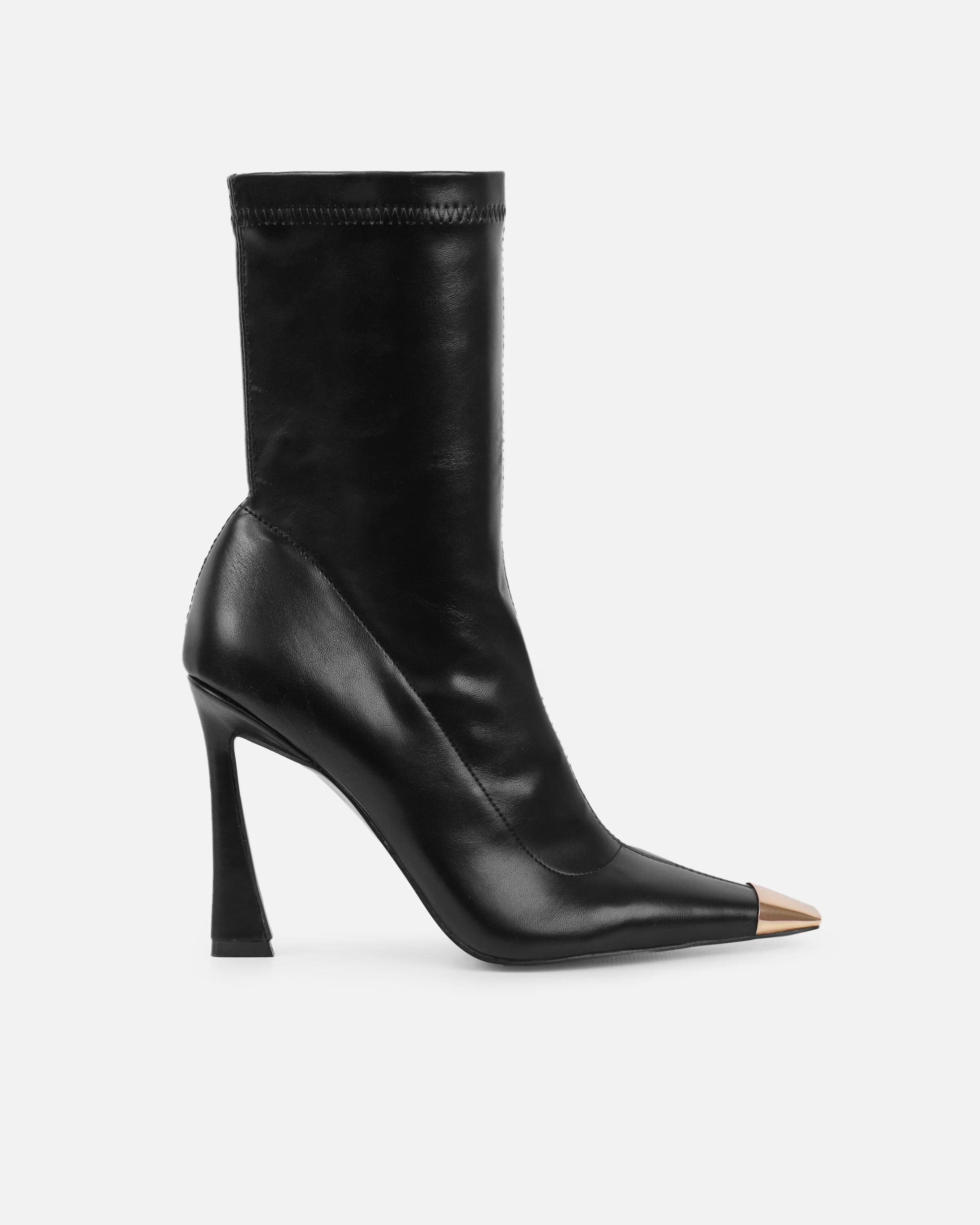 George Black High Heeled Sock Boots With Toe Cap - Image 2