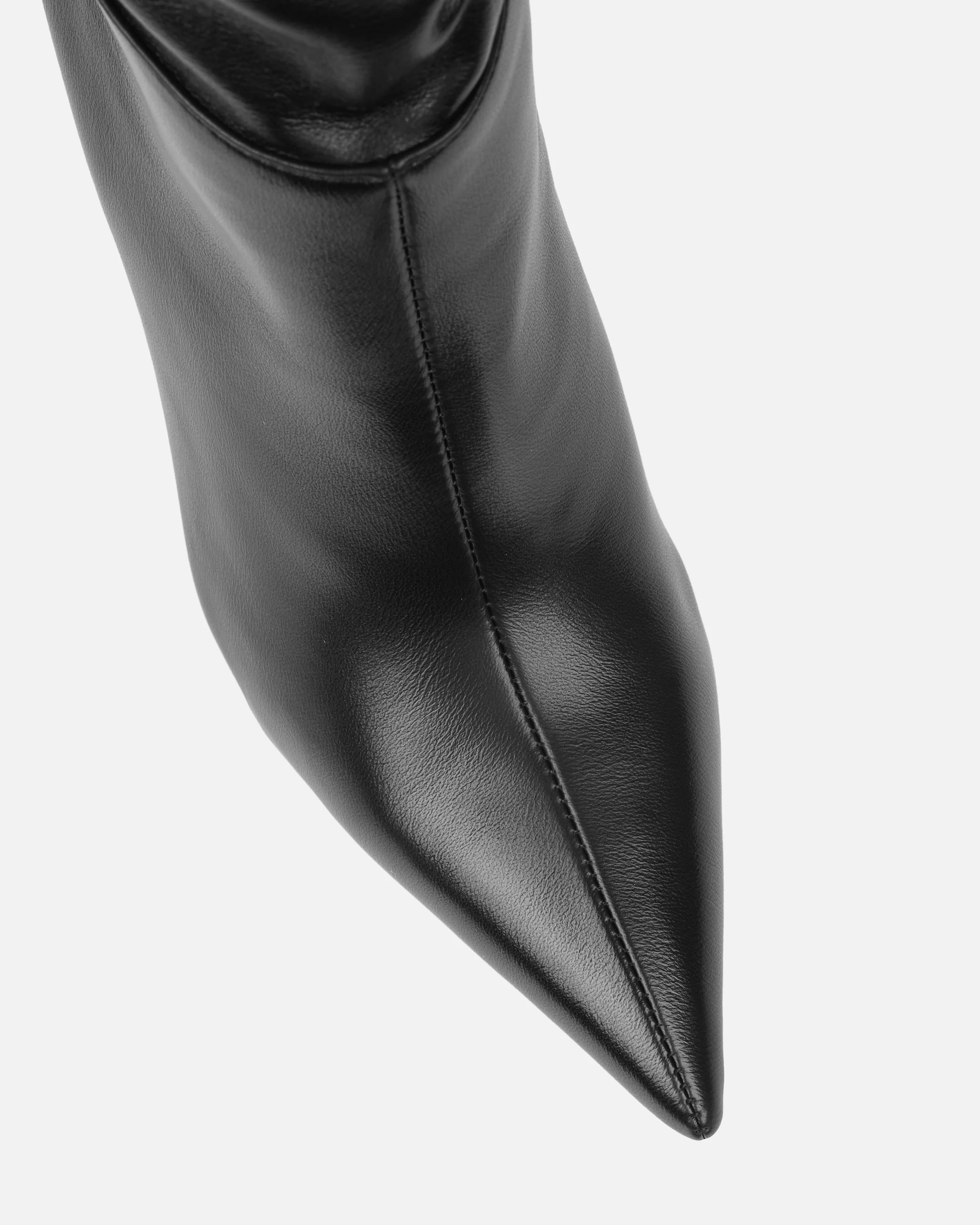 Giles Black Ruched Stiletto Mid Calf Boots - Image 4