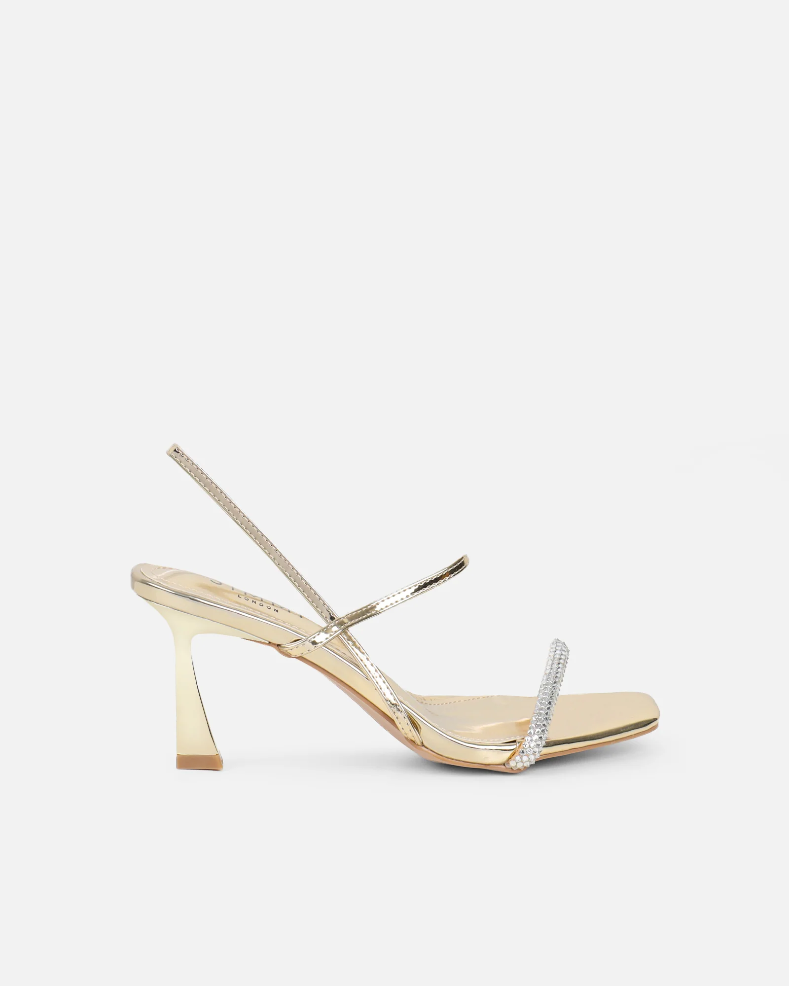Gillespie Gold Mirror Diamante Heeled Sandals - Image 2