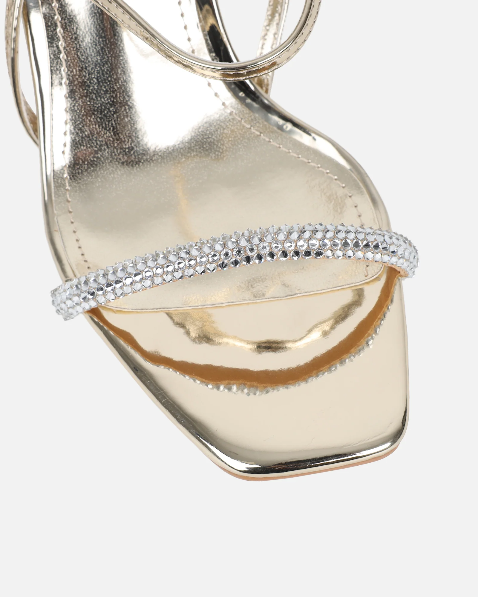 Gillespie Gold Mirror Diamante Heeled Sandals - Image 3