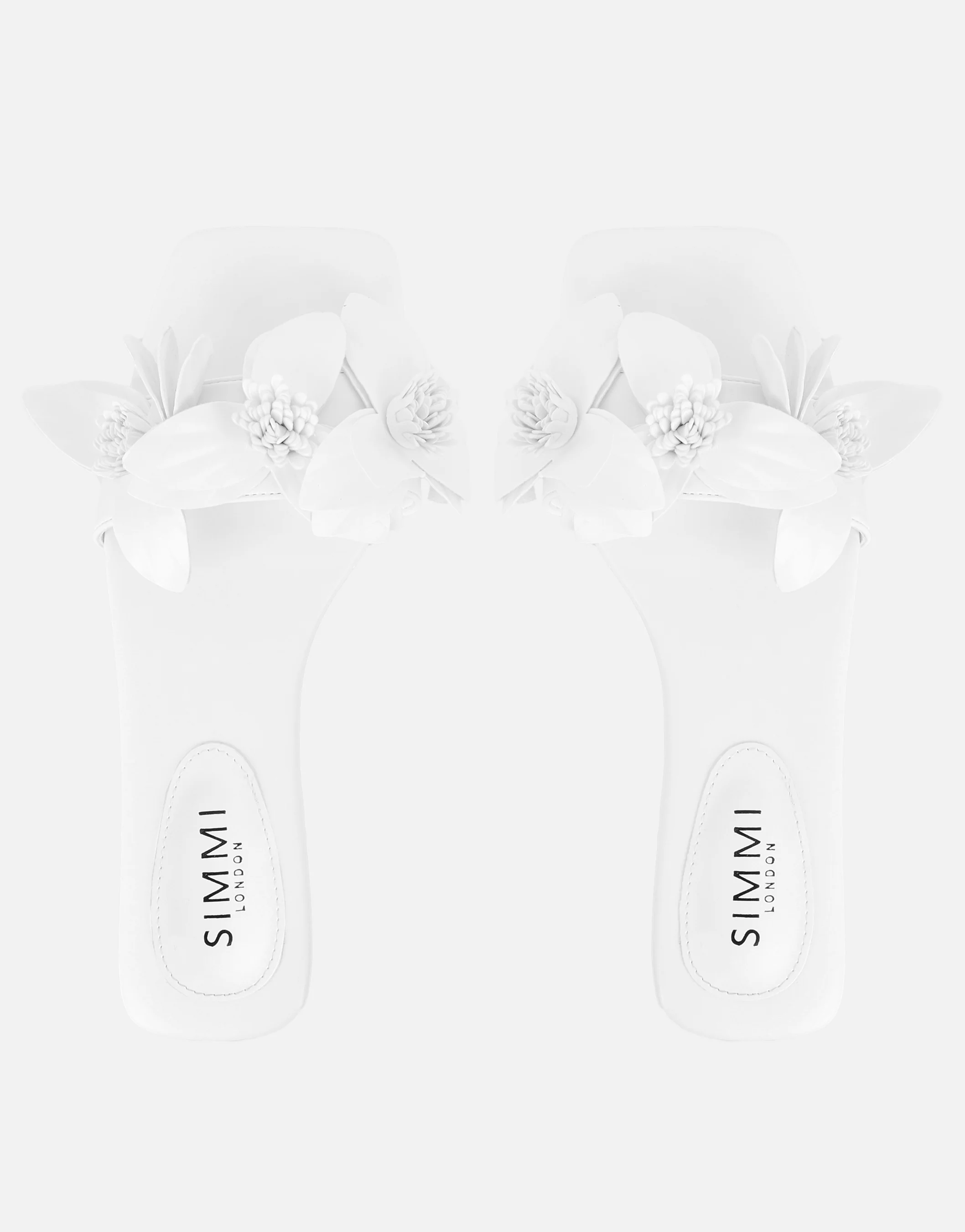 Gilly White Flower Detail Flat Sandals - Image 3