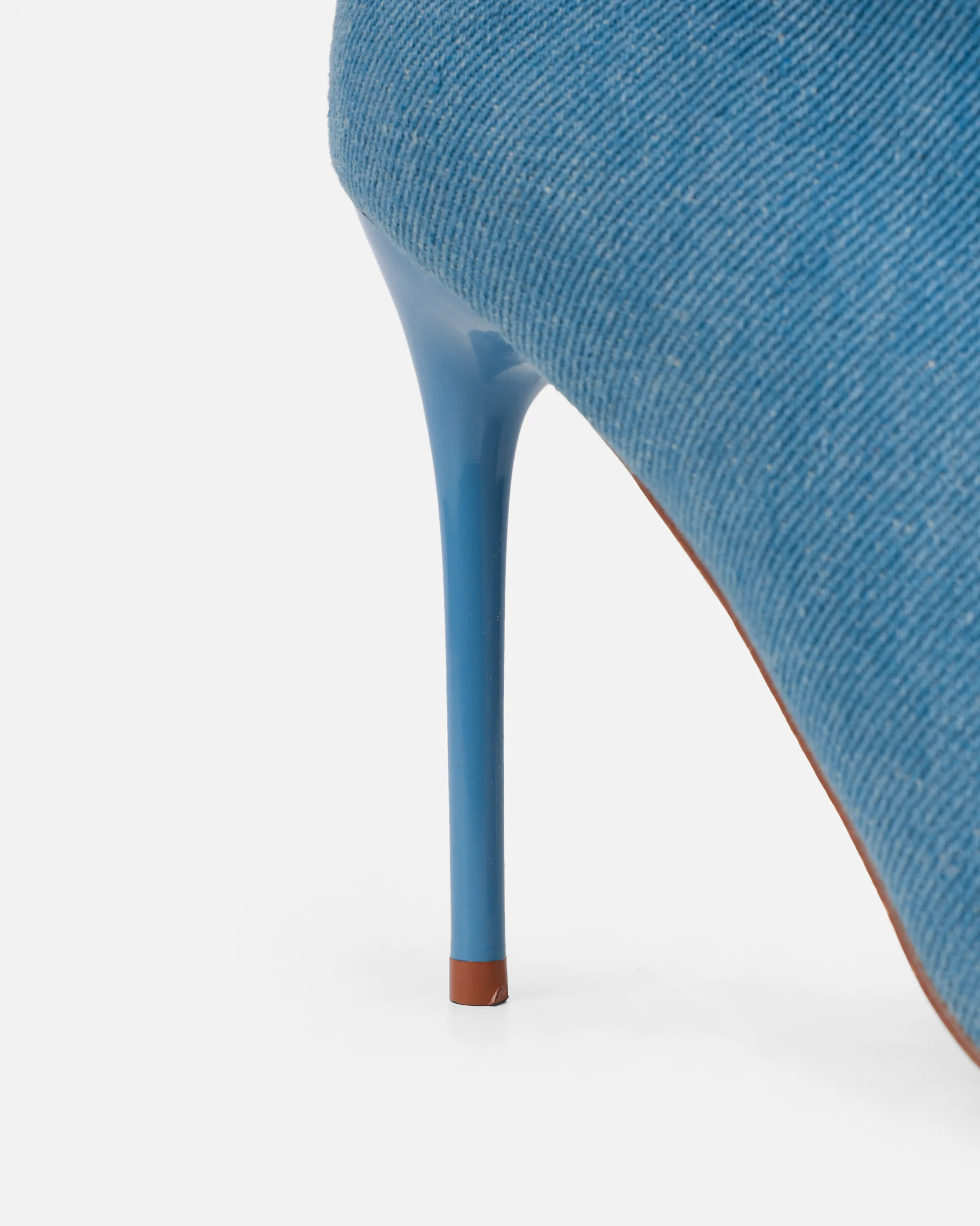Gilton Blue Denim Faux Suede Ruched Over The Knee Thigh High Boots - Image 3