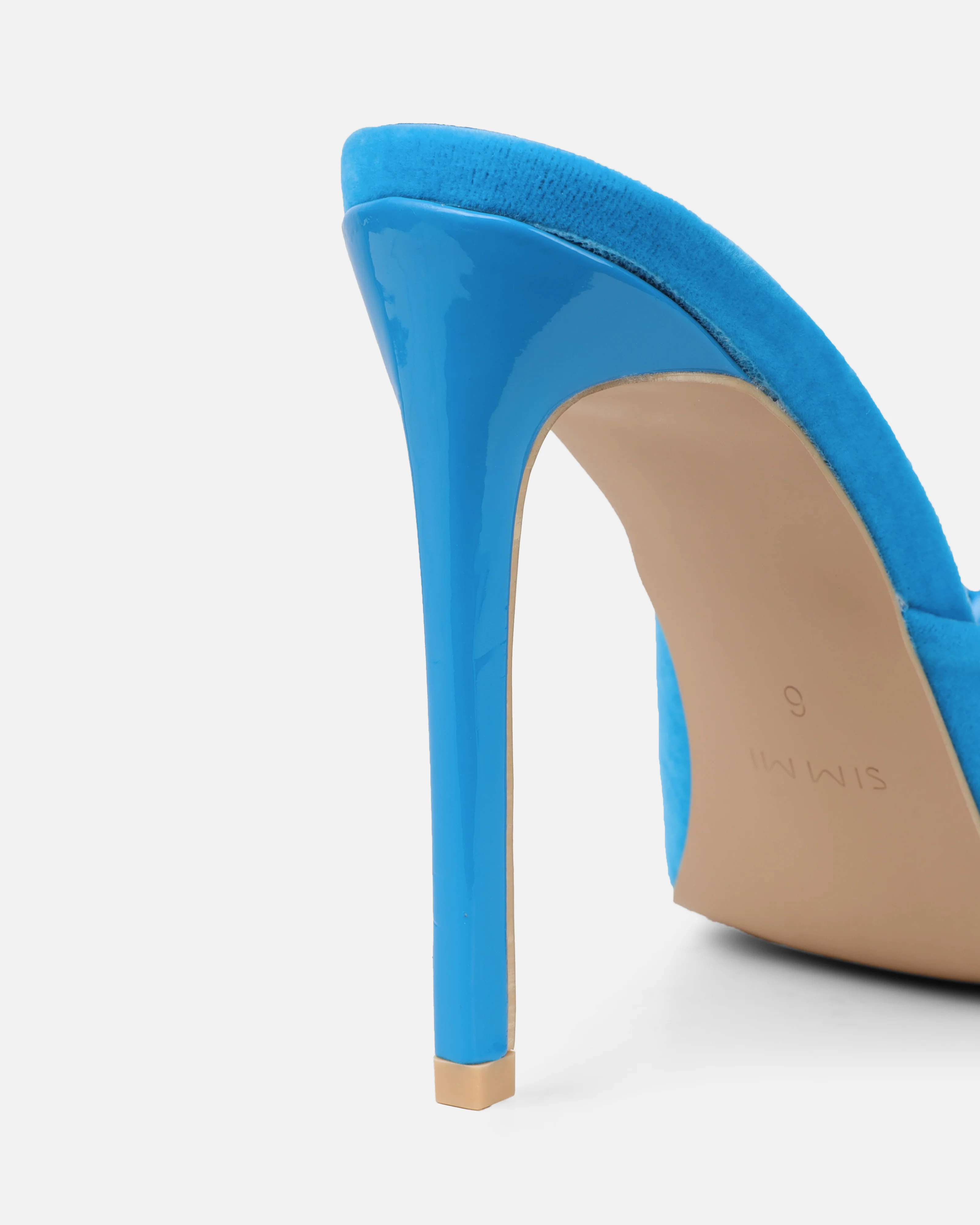 Halima Blue Suede Bow Detail Heeled Mules - Image 3