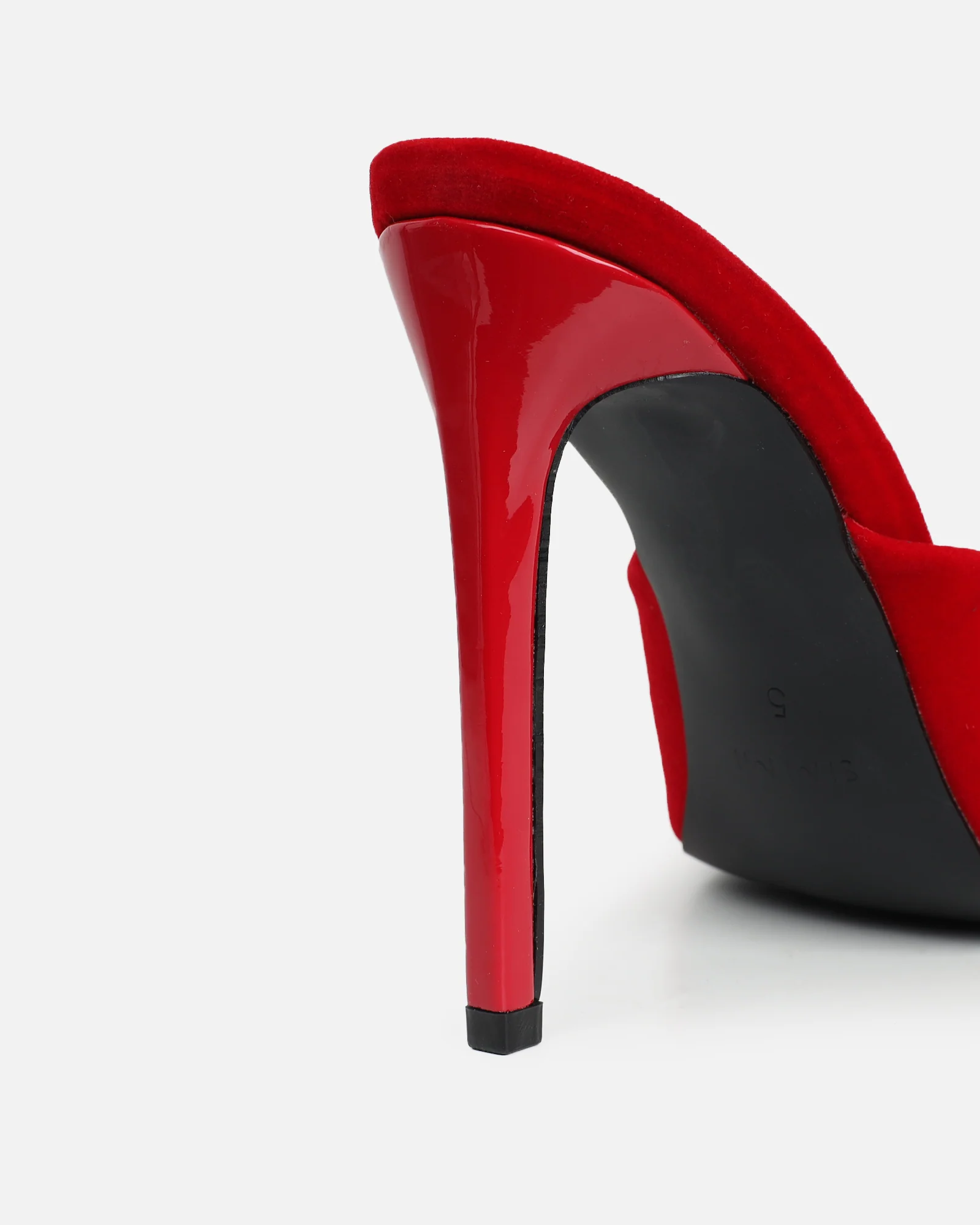 Halima Dark Red Suede Bow Detail Heeled Mules - Image 3
