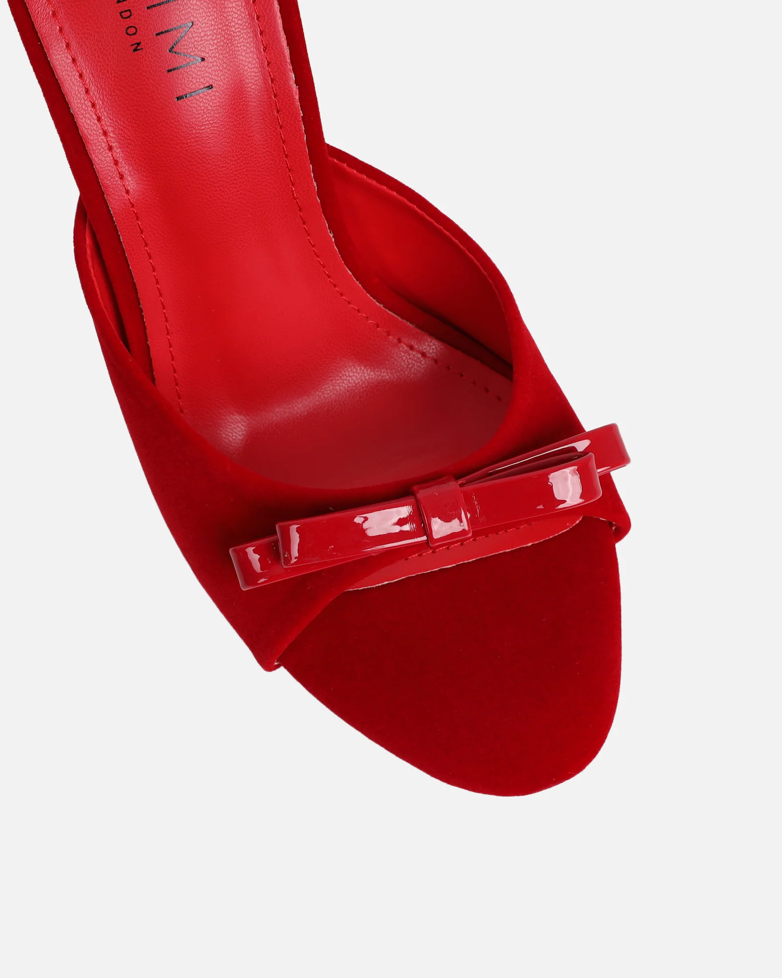 Halima Dark Red Suede Bow Detail Heeled Mules - Image 4