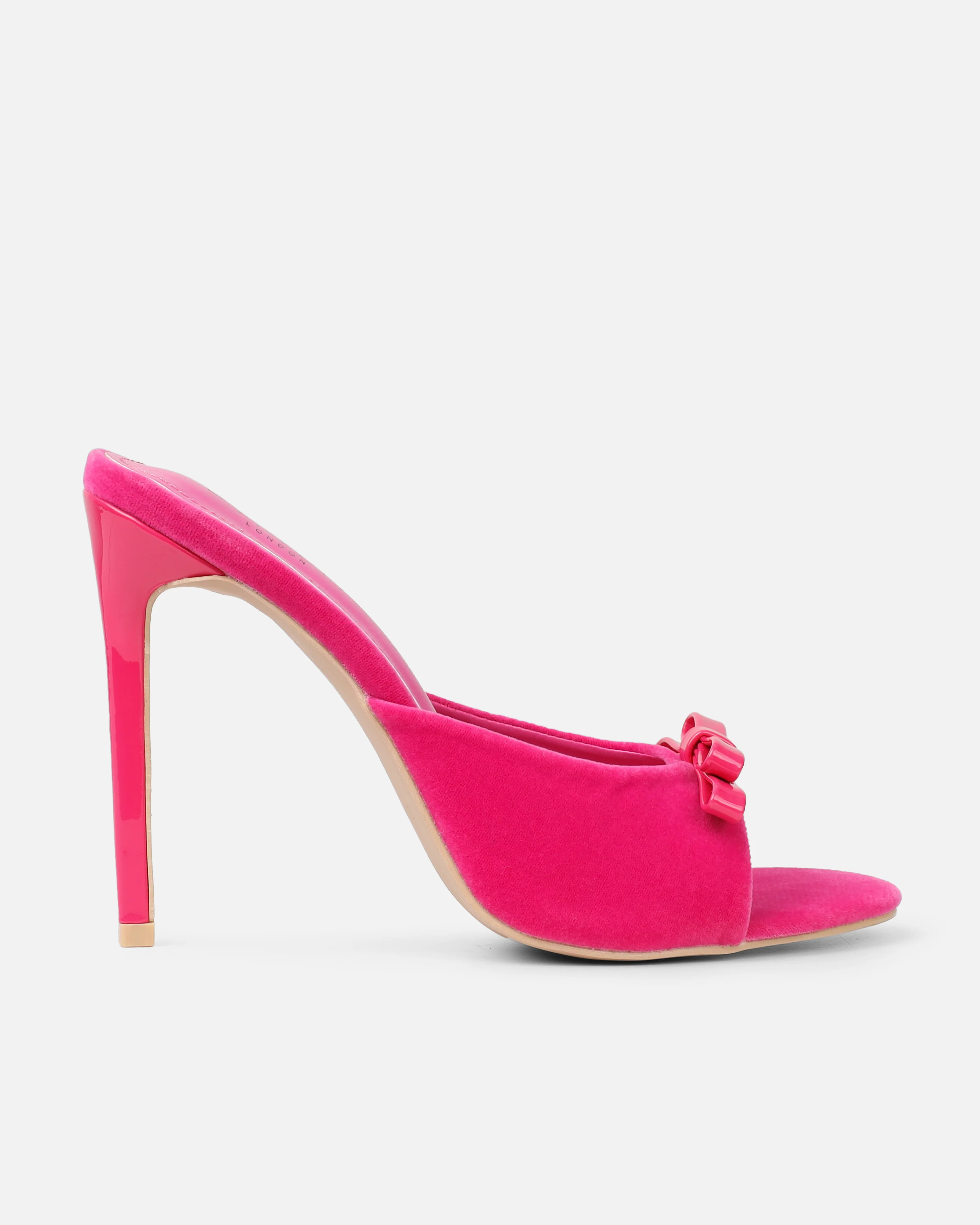 Halima Pink Suede Bow Detail Heeled Mules - Image 2