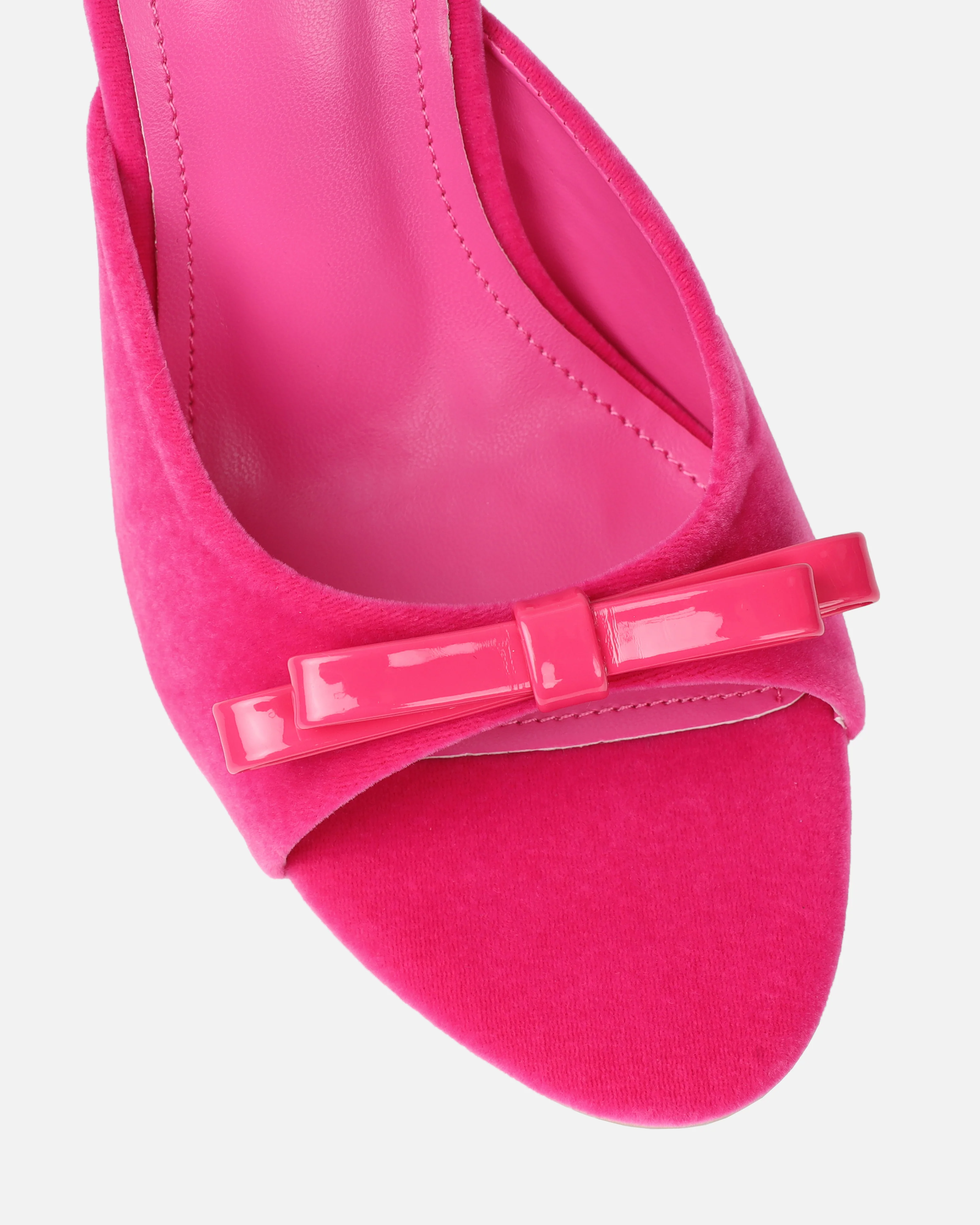 Halima Pink Suede Bow Detail Heeled Mules - Image 4