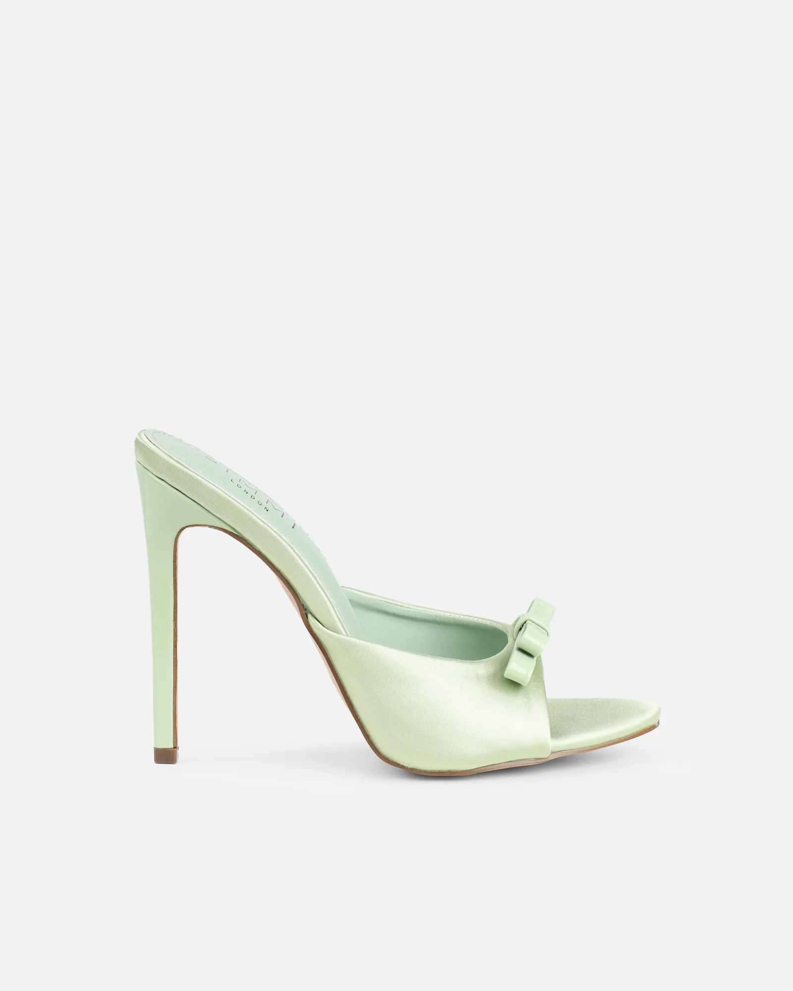 Halima Sage Satin Bow Detail Heeled Mules - Image 2