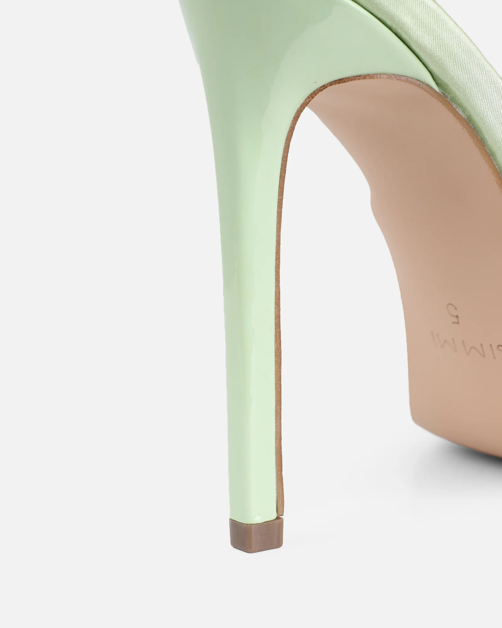 Halima Sage Satin Bow Detail Heeled Mules - Image 3