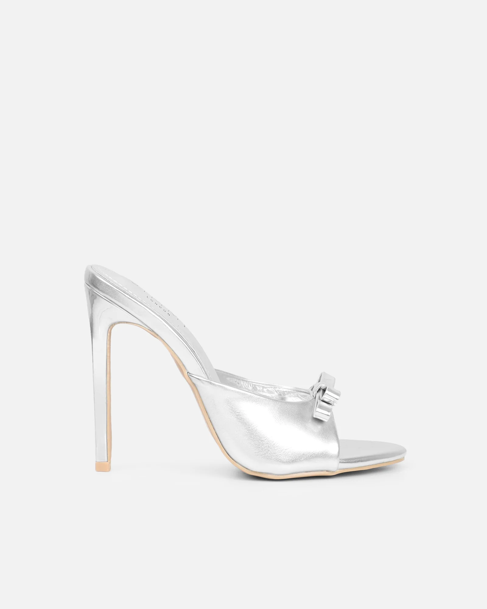 Halima Silver Metallic Bow Detailed Heeled Mules - Image 3