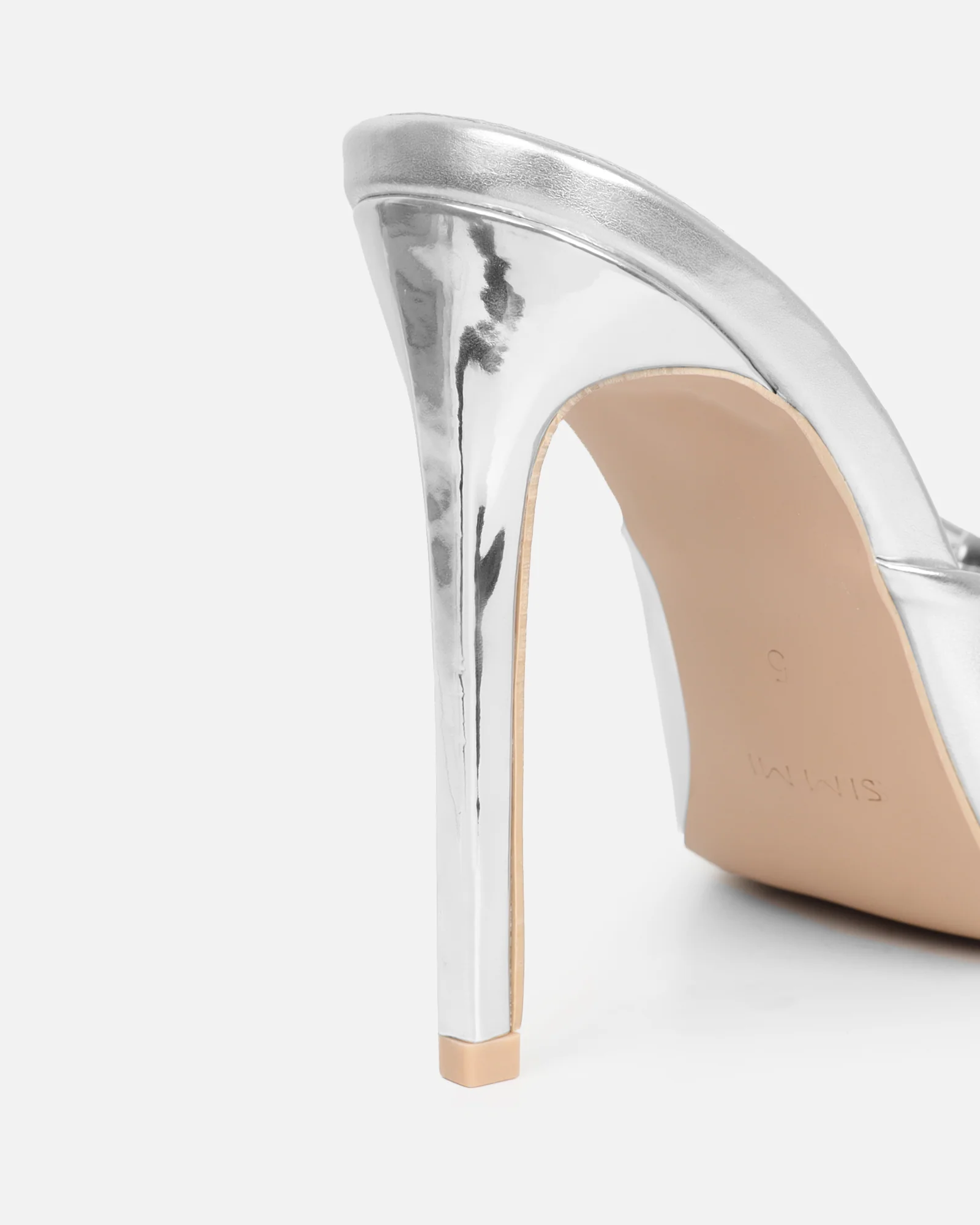 Halima Silver Metallic Bow Detailed Heeled Mules - Image 4