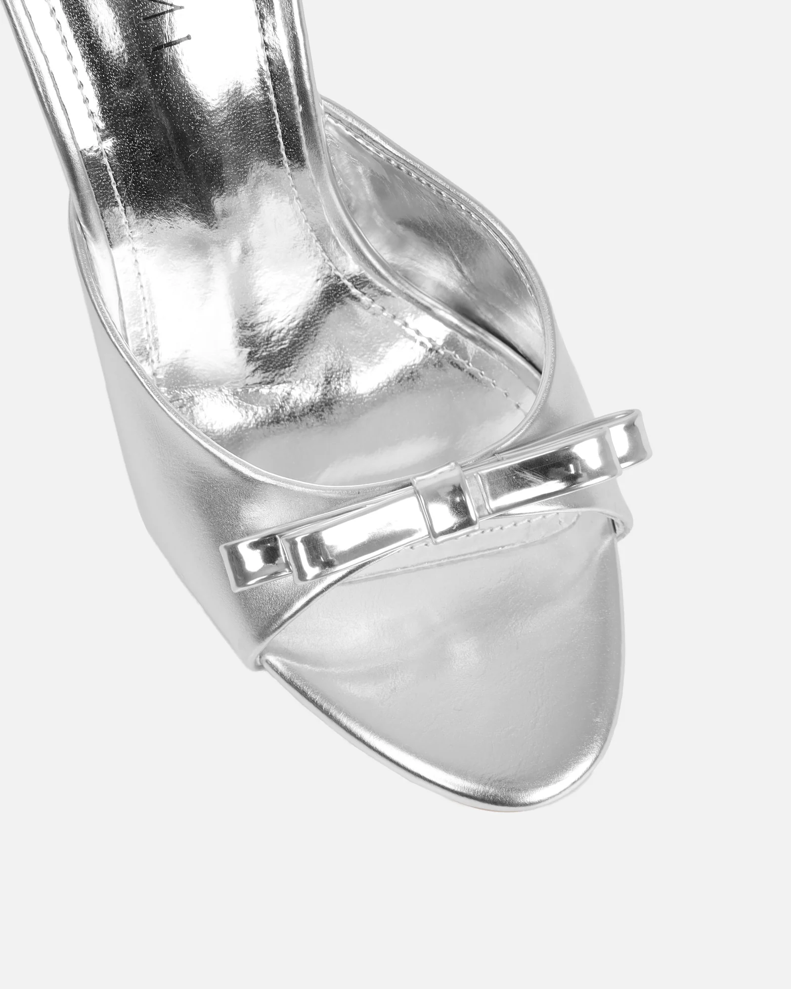 Halima Silver Metallic Bow Detailed Heeled Mules - Image 5