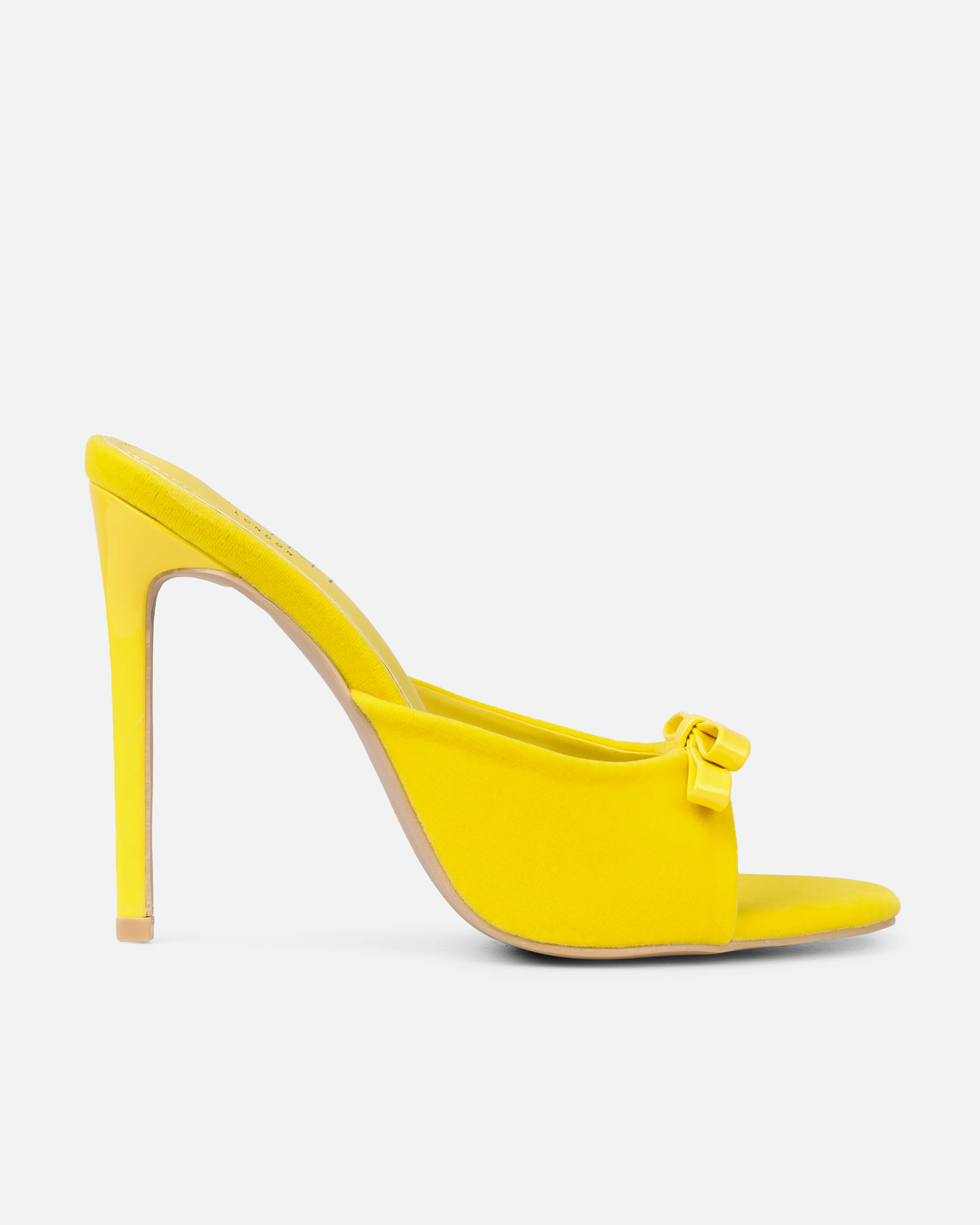 Halima Yellow Suede Bow Detail Heeled Mules - Image 2
