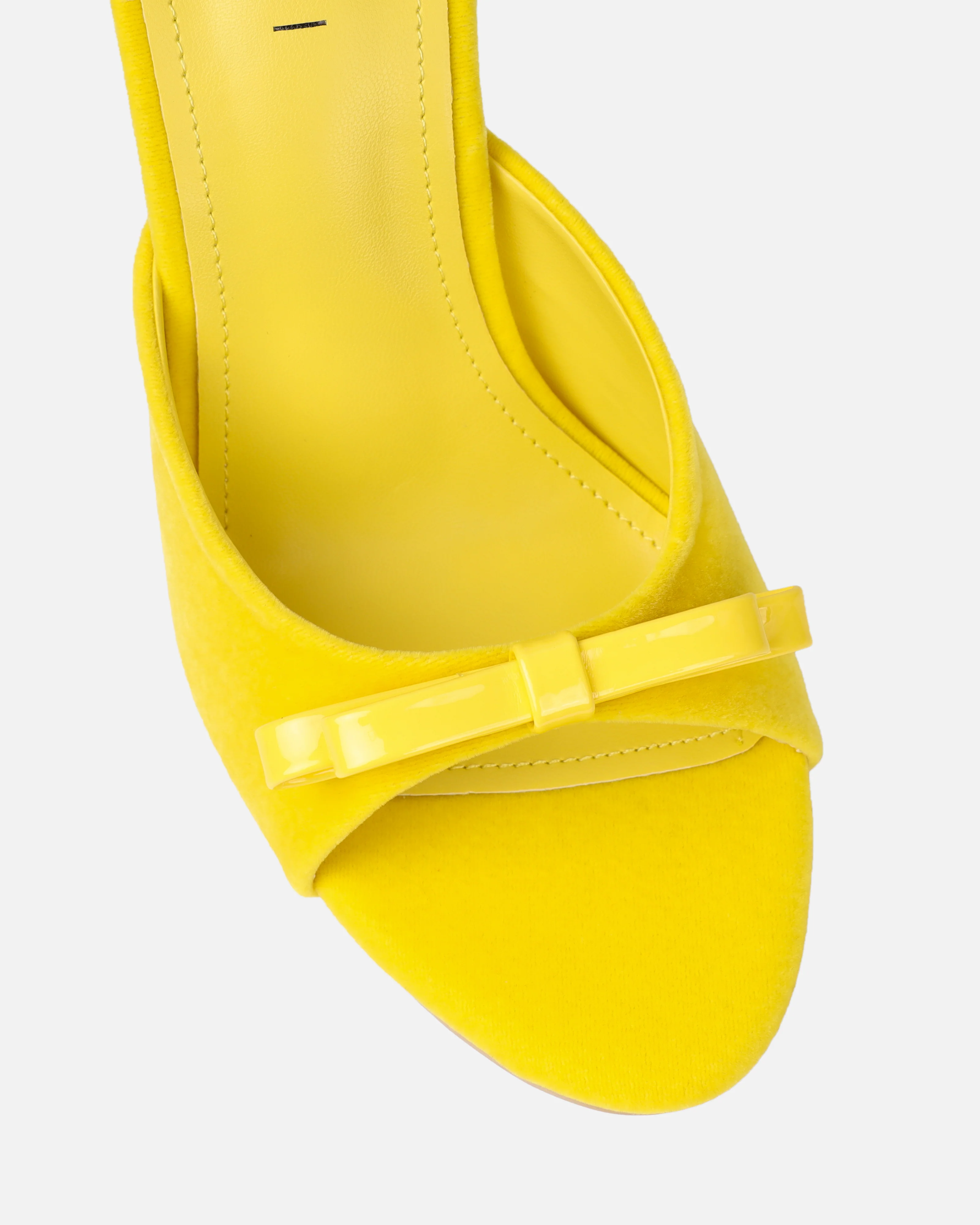 Halima Yellow Suede Bow Detail Heeled Mules - Image 4