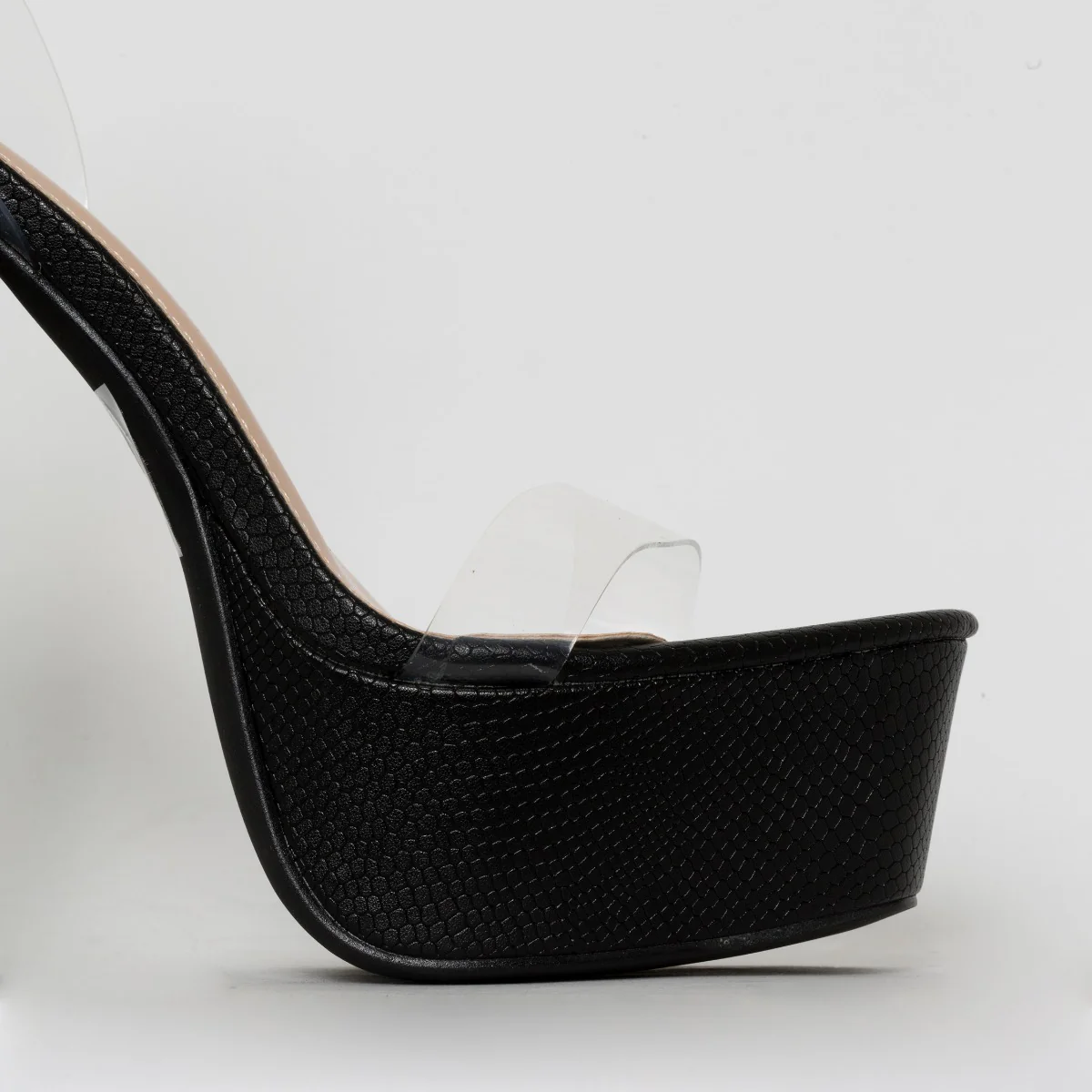 Halo Clear Black Snake Platform Heels - Image 2