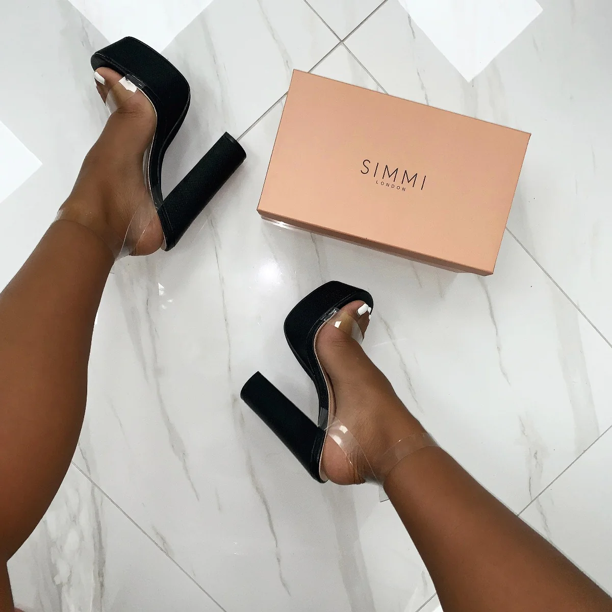 Halo Clear Black Snake Platform Heels - Image 5