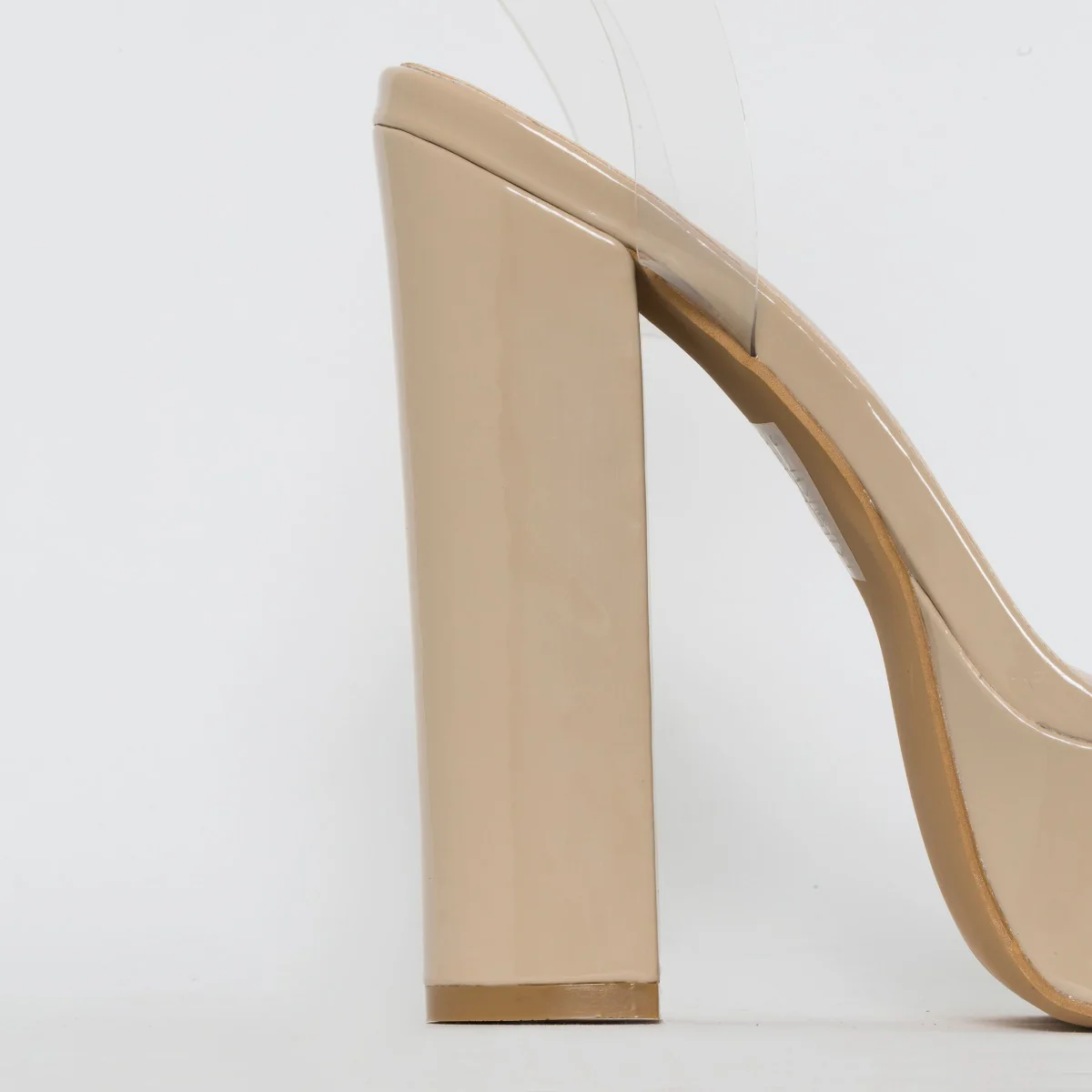 Halo Clear Nude Patent Platform Heels - Image 3