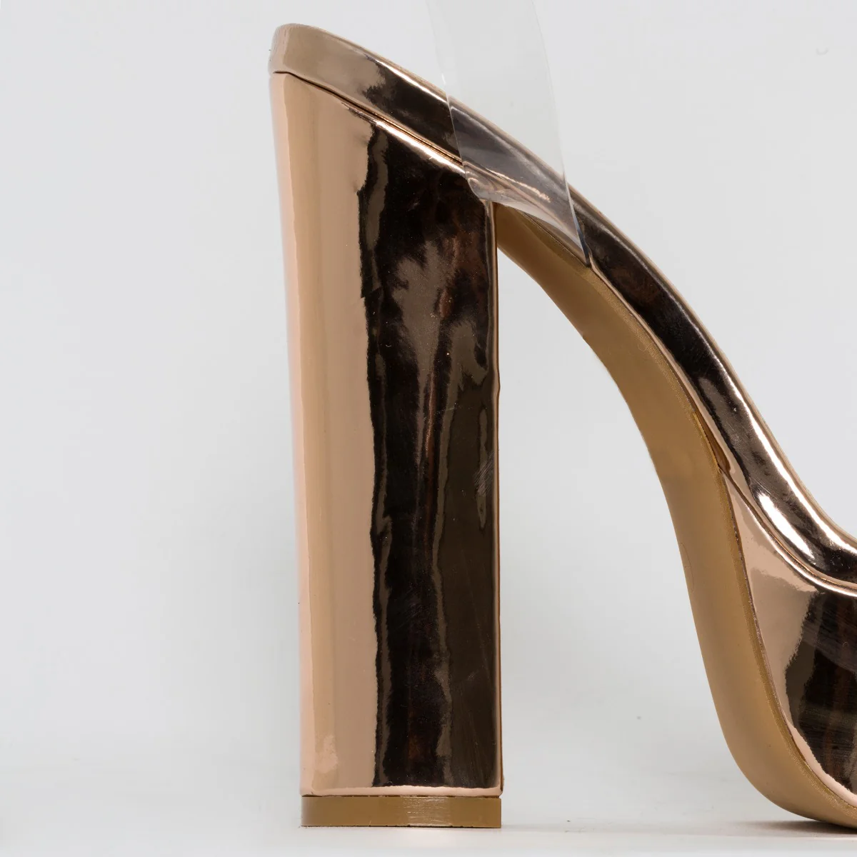 Halo Clear Rose Gold Platform Heels - Image 3