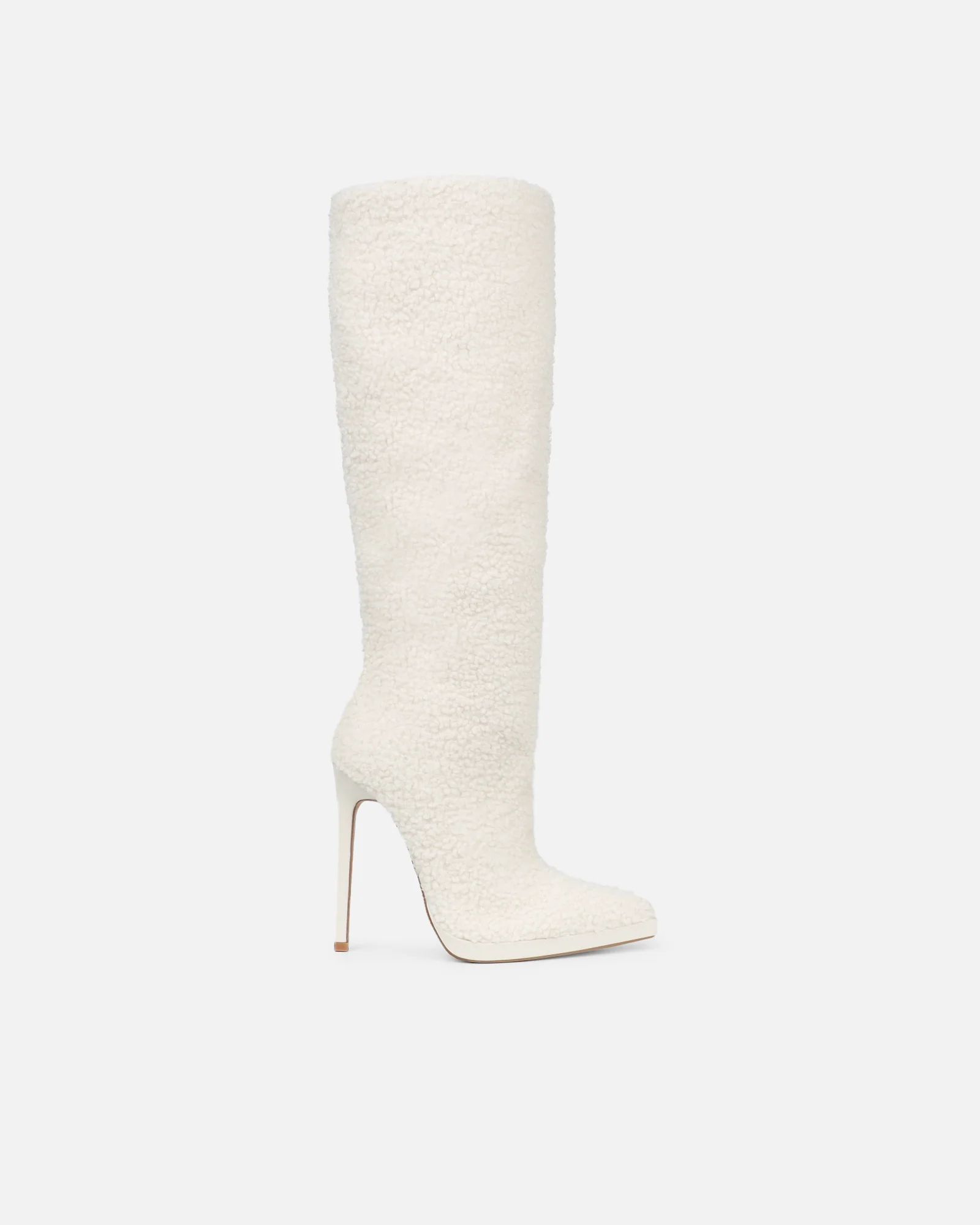 Hamilton Cream Borg Knee Boots - Image 2