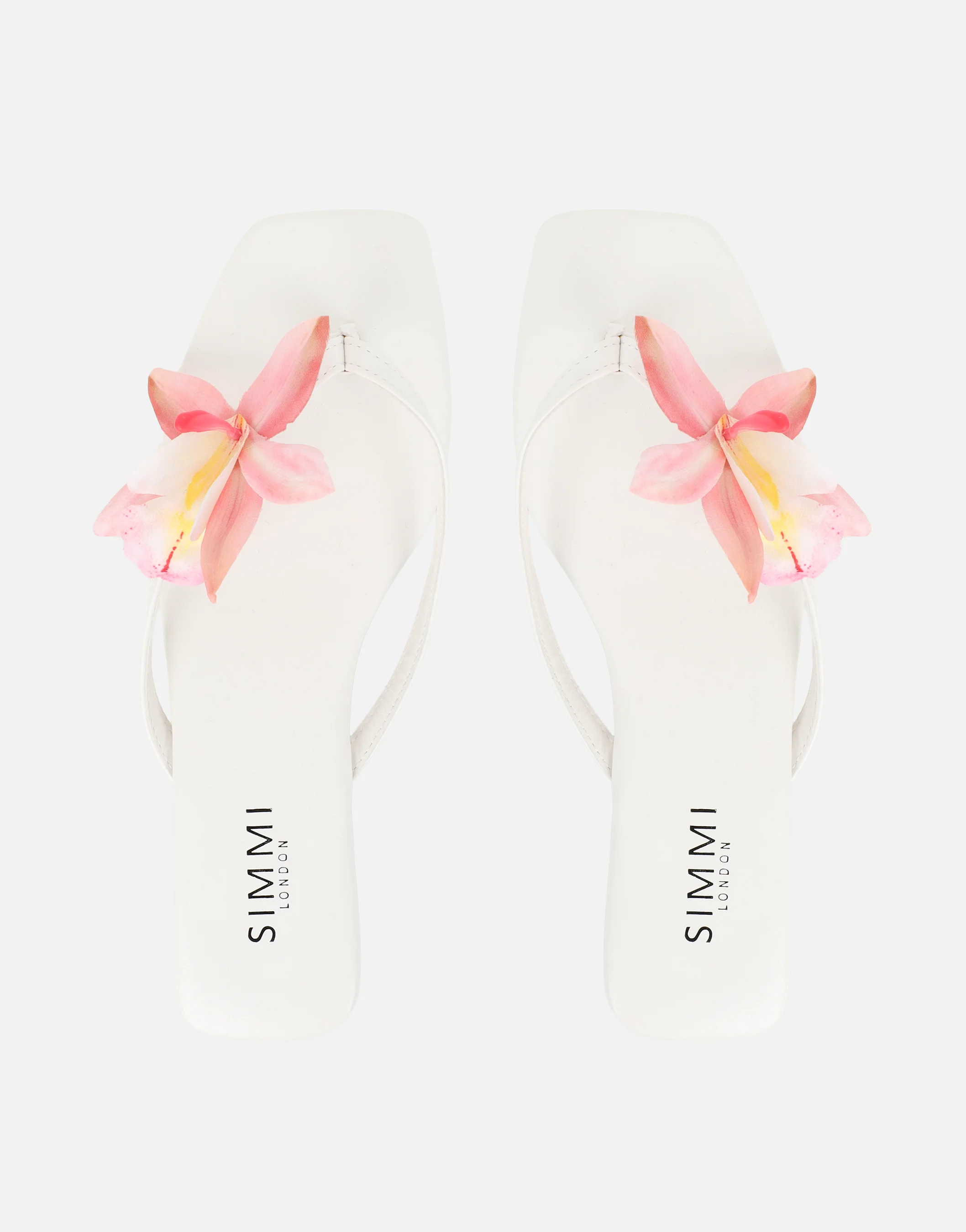 Hannah White Flower Detail Flat Sandals - Image 3