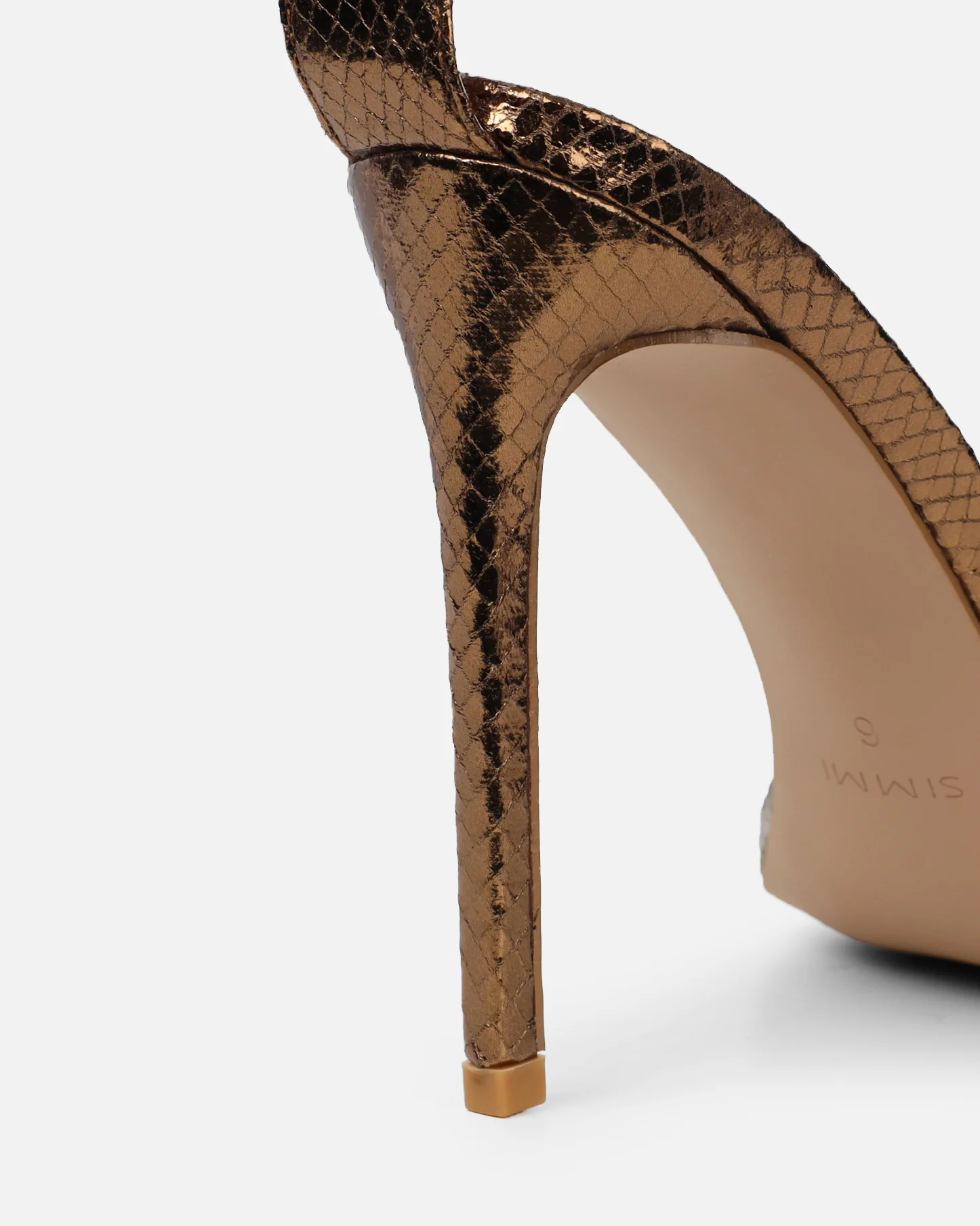 Harika Bronze Snake Chain Detail Heeled Sandals - Image 3