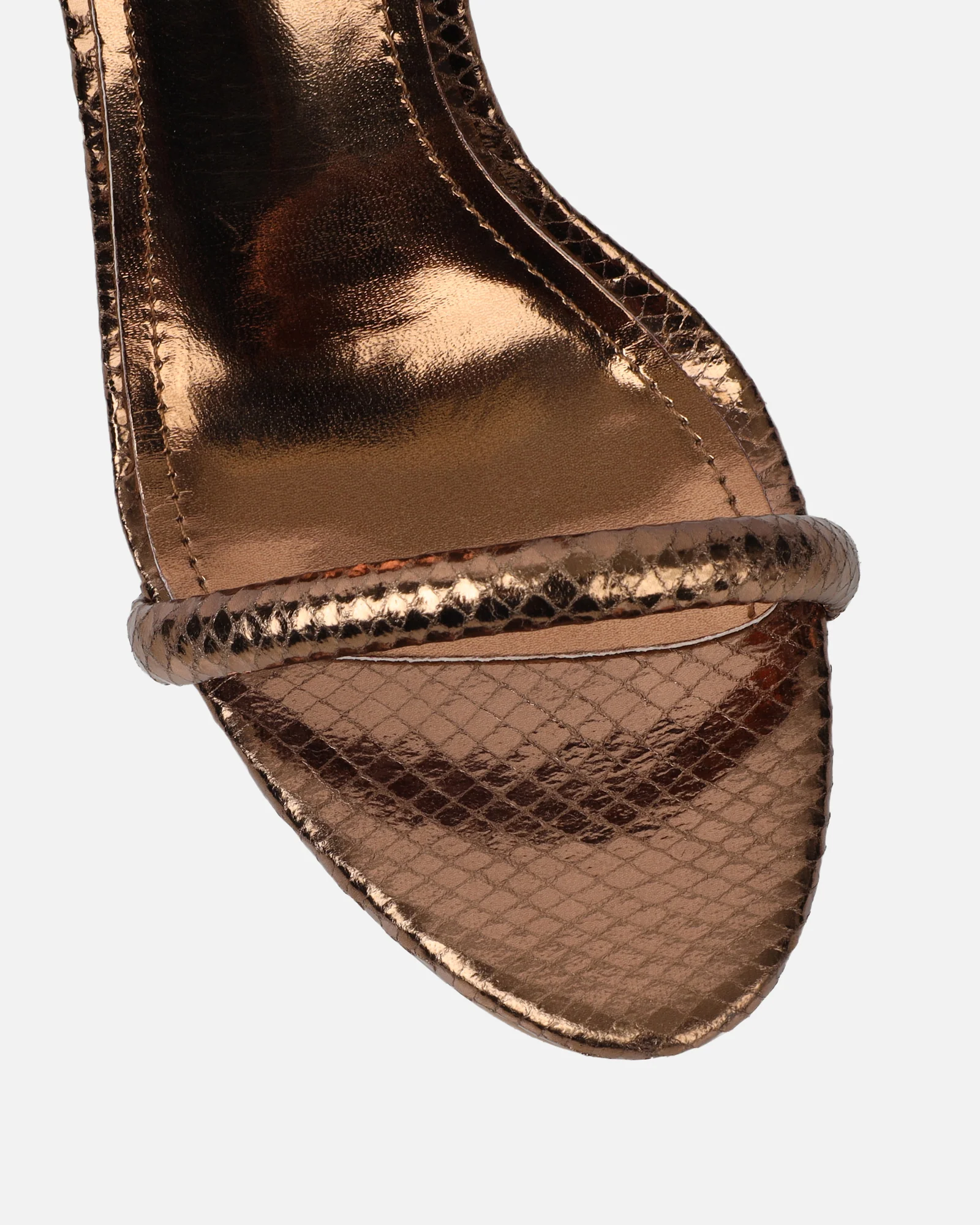Harika Bronze Snake Chain Detail Heeled Sandals - Image 4