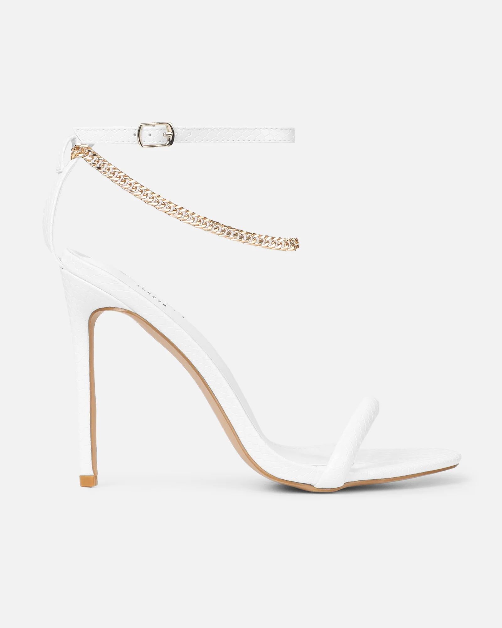 Harika White Snake Chain Detail Heeled Sandals - Image 2
