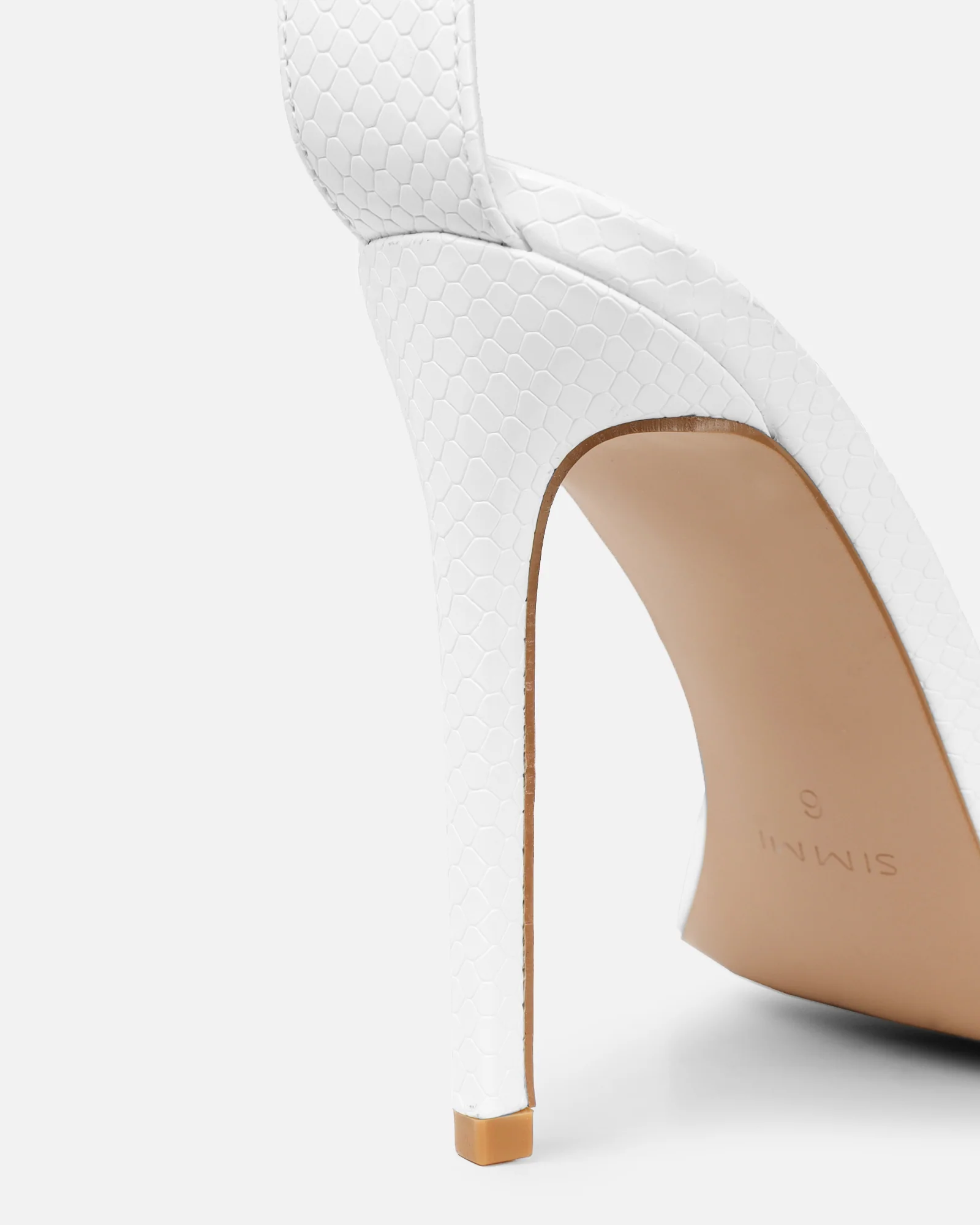 Harika White Snake Chain Detail Heeled Sandals - Image 3