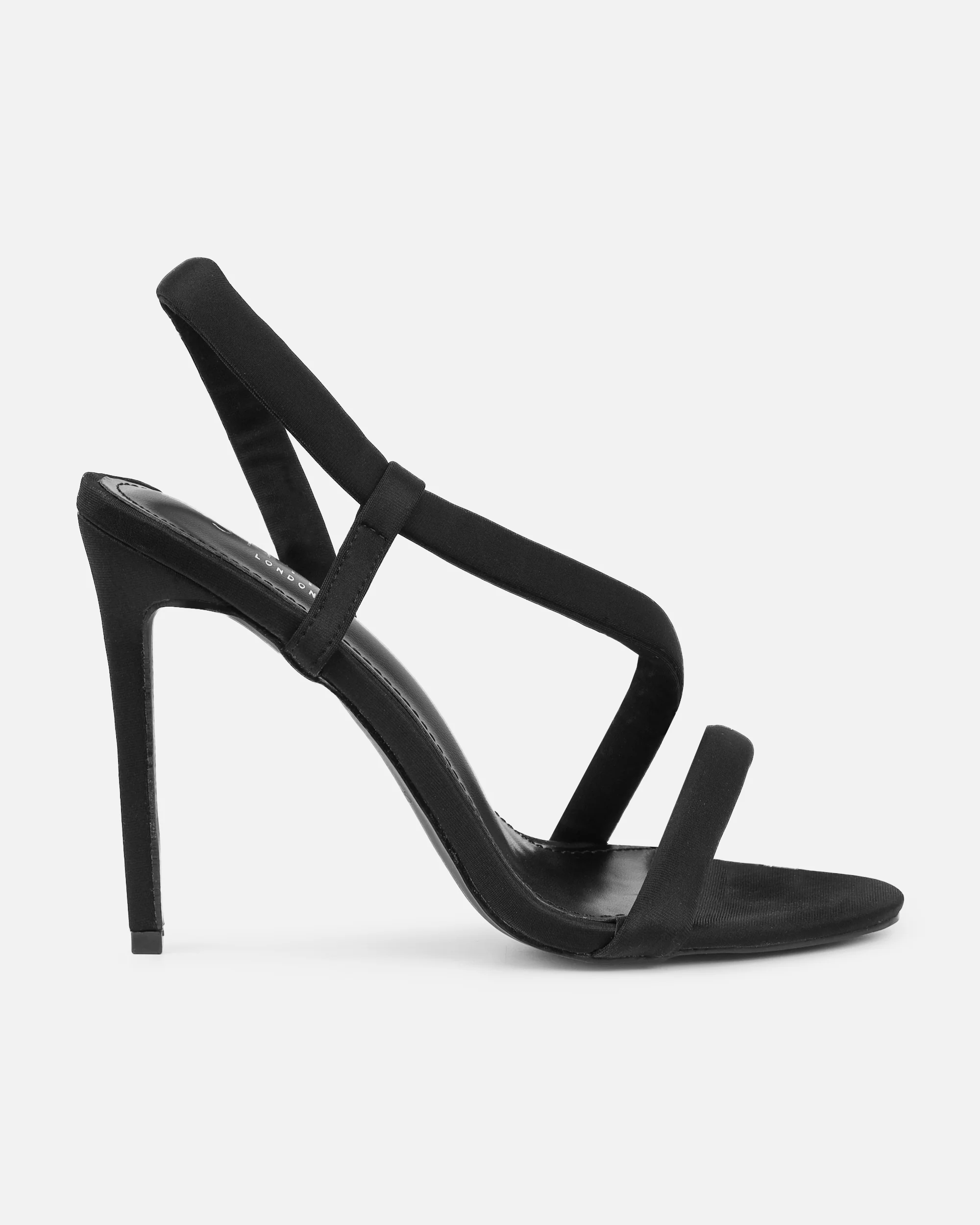 Harli Black Lycra Padded Heeled Sandals - Image 2