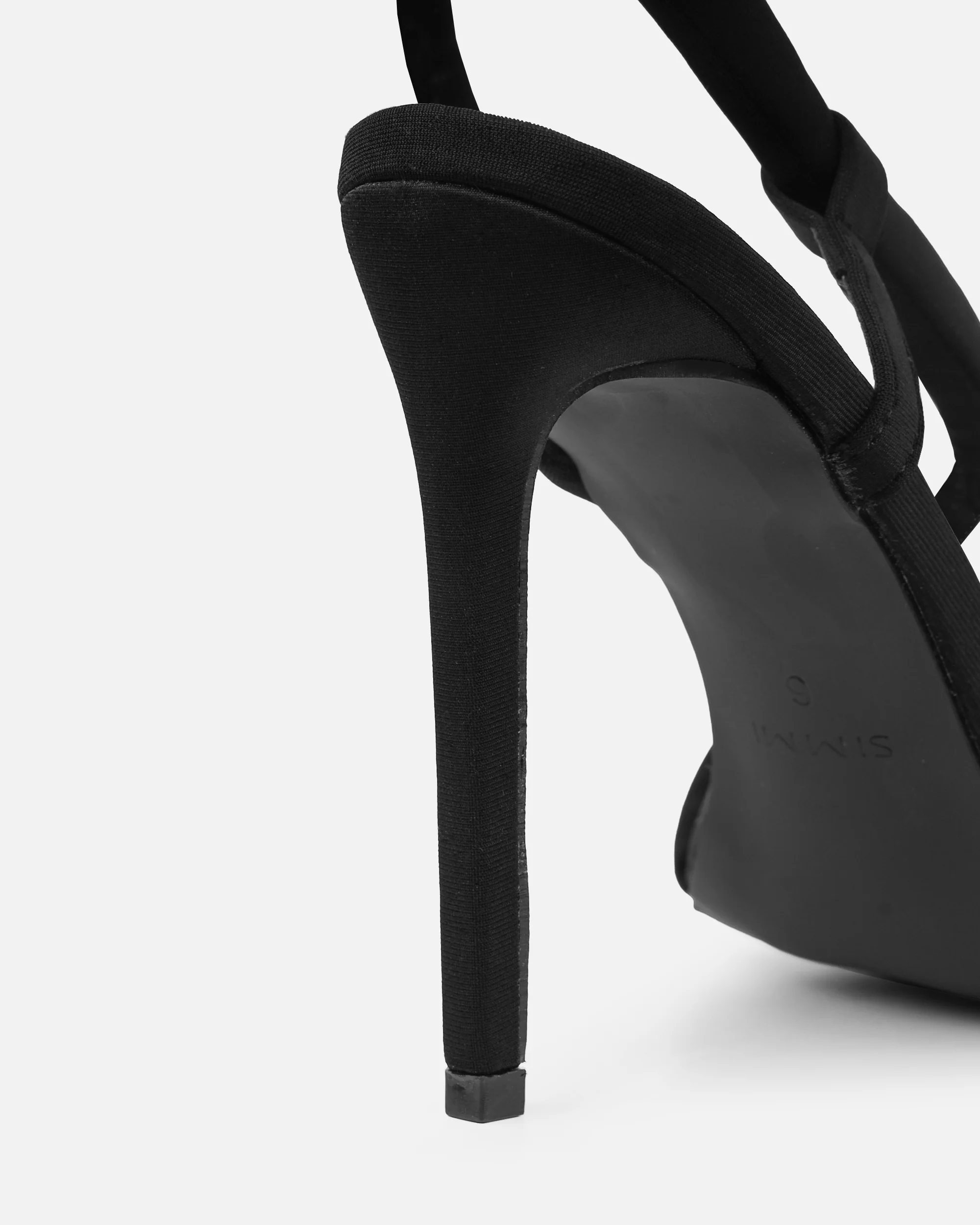 Harli Black Lycra Padded Heeled Sandals - Image 3