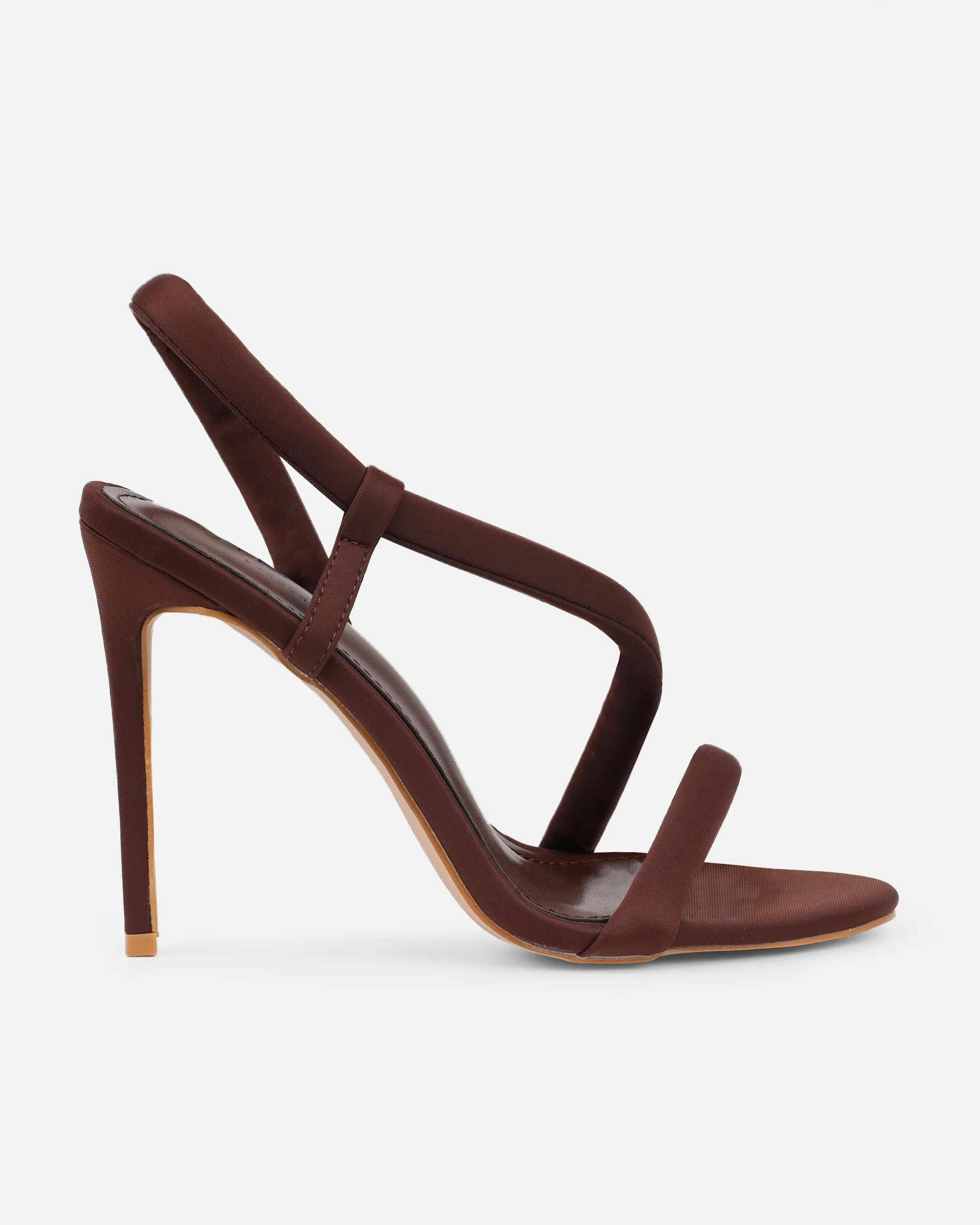 Harli Brown Lycra Padded Heeled Sandals - Image 2